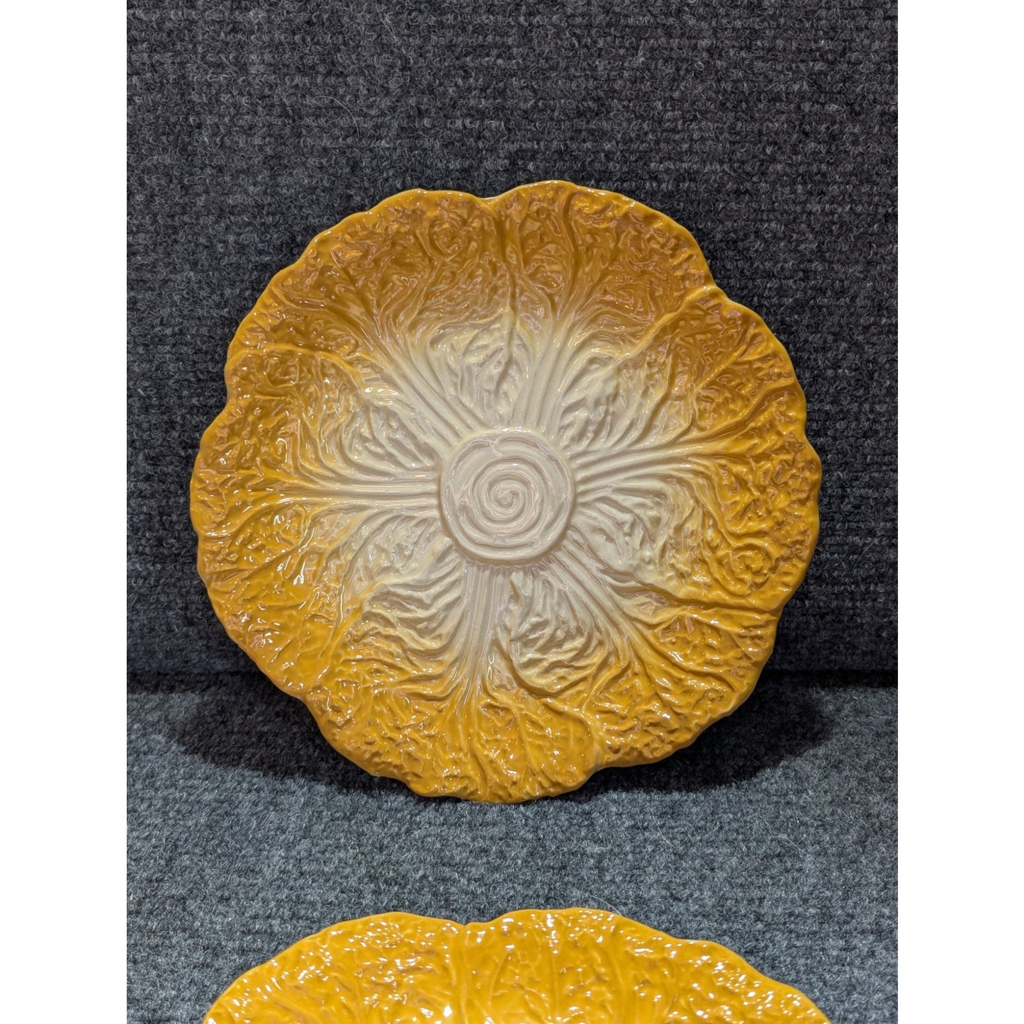 Set of Two Yellow/Golden Cabbage Leaf Plates