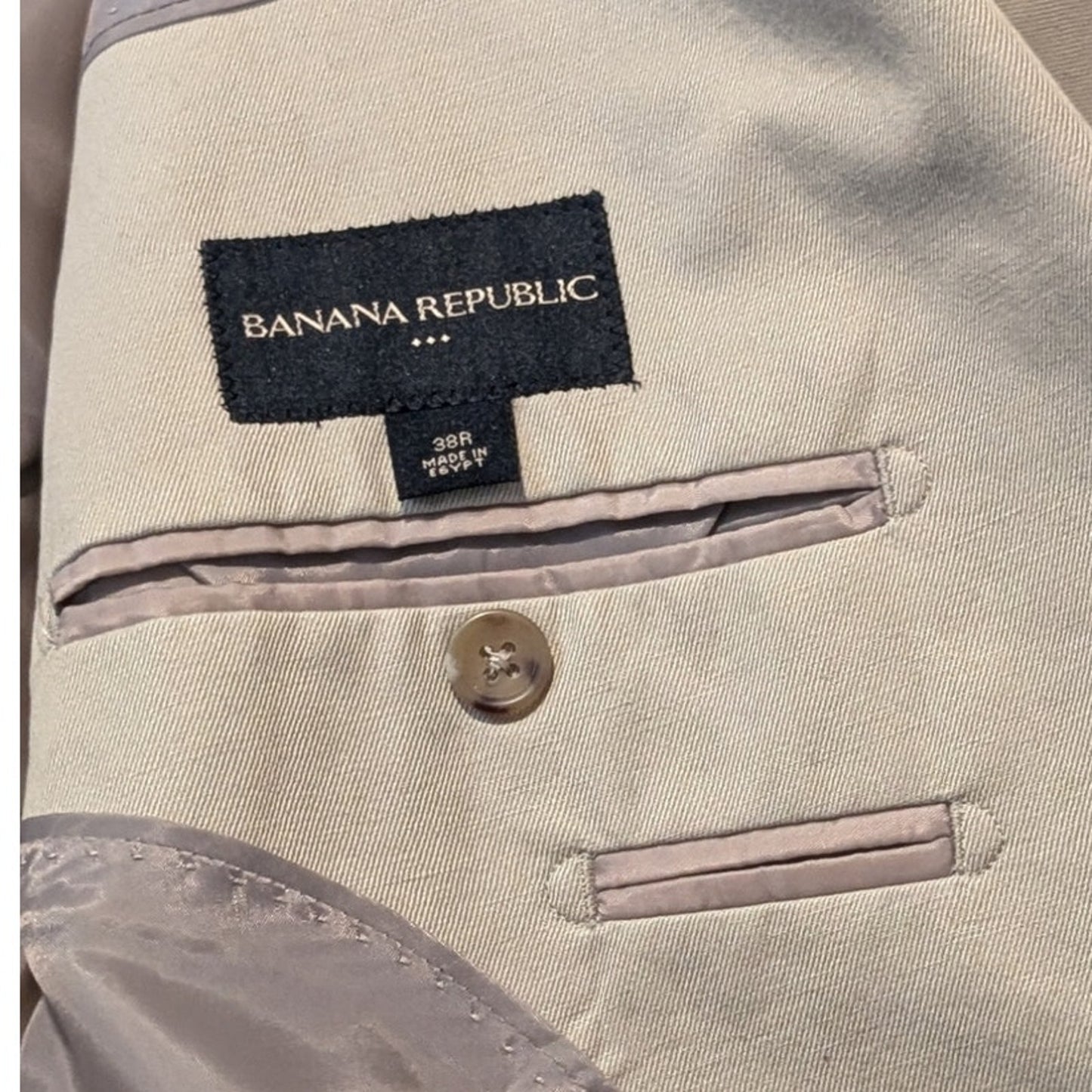 Banana Republic Men's Made in Egypt Tan Cotton Linen Blend Sports Coat Size 38R