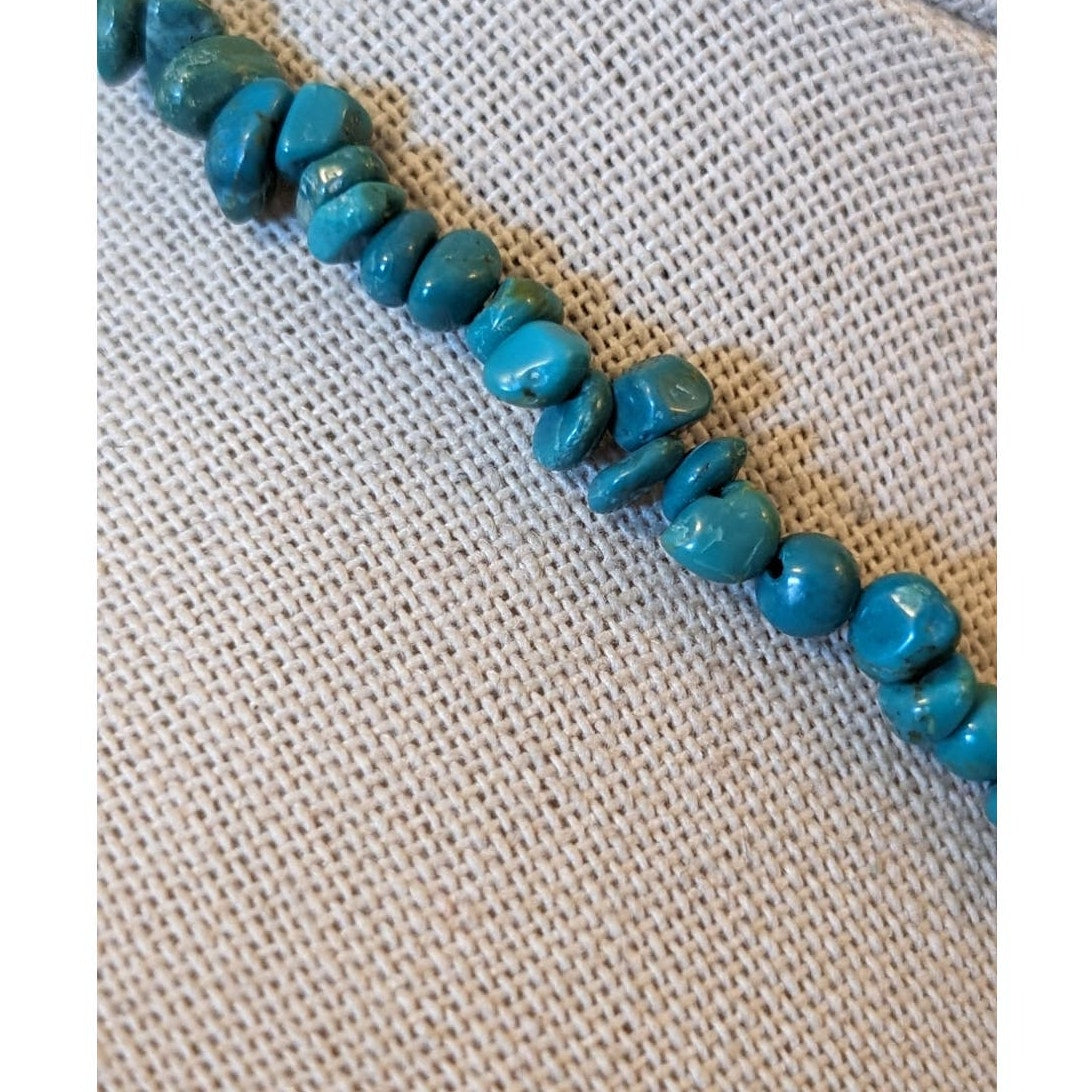 Vintage Navajo & Sterling and Turquoise Pendant Necklace Signed Sterling NC