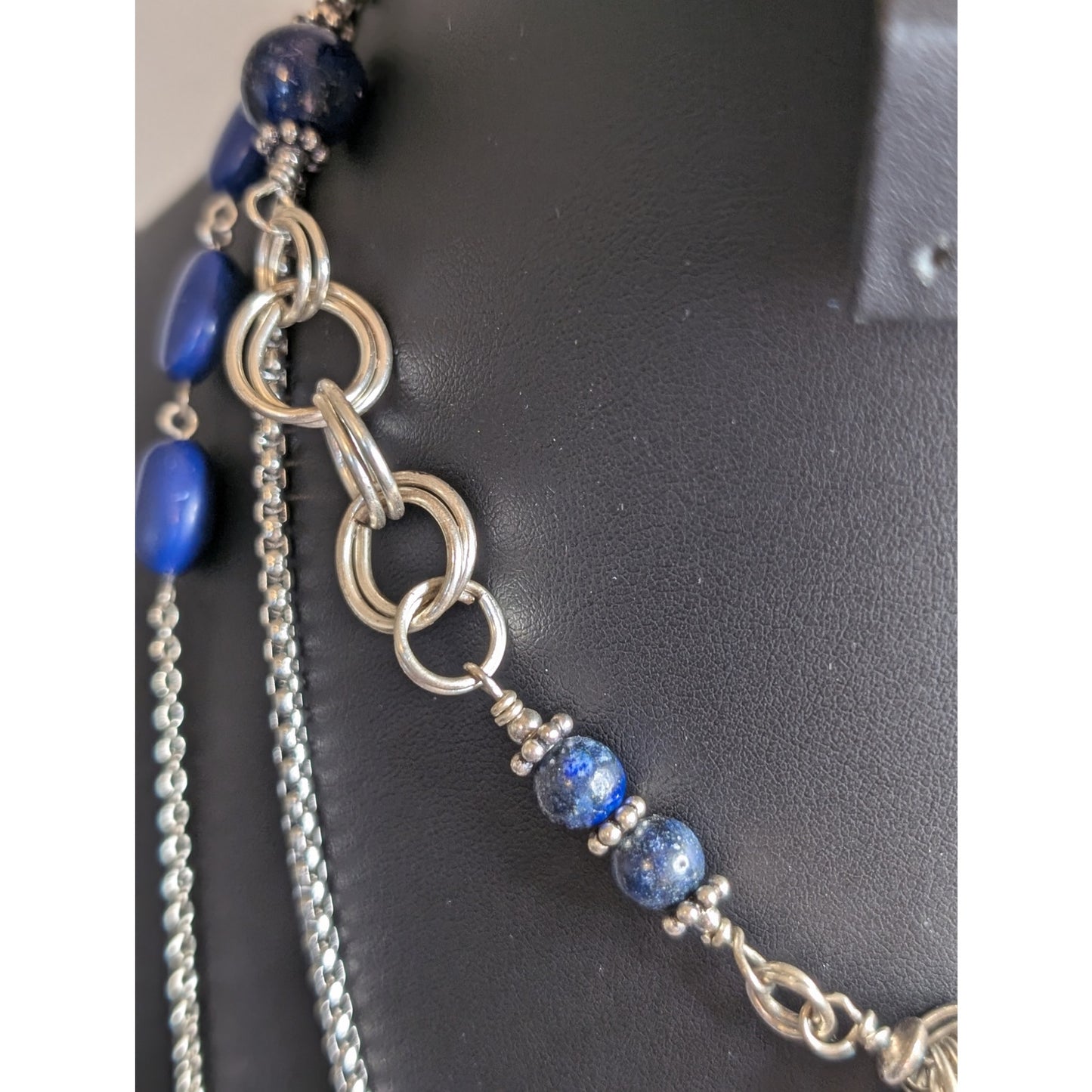 Lot of Three Silver Tone Blue Bead Necklaces (One Possibly Lapis Lazuli)