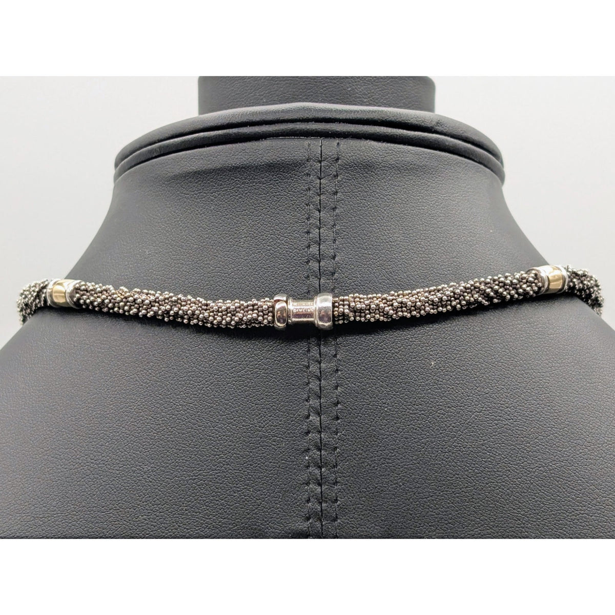 Michael Dawkins 925 Sterling Two Tone Station Caviar Choker 16" Necklace 53.04g