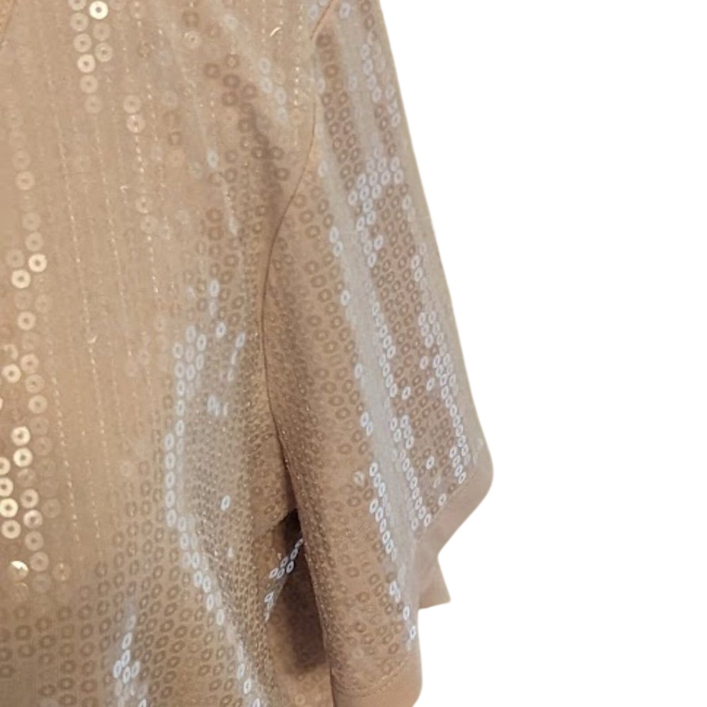JOAN RIVERS Women's Size 2X Blush Sequined Short Sleeve Top