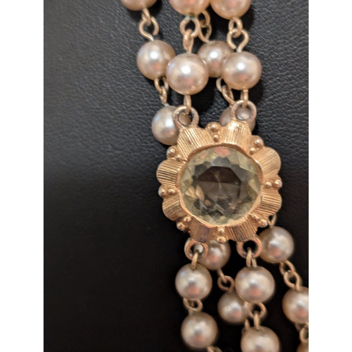 Vtg Multi-Strand Faux Pearl Colored Glass Medallion Designer Look 58" Necklace