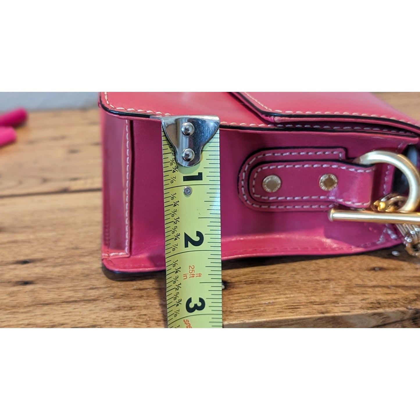 Ellen Tracy Vintage Pink Leather Chain Strap Shoulder Bag