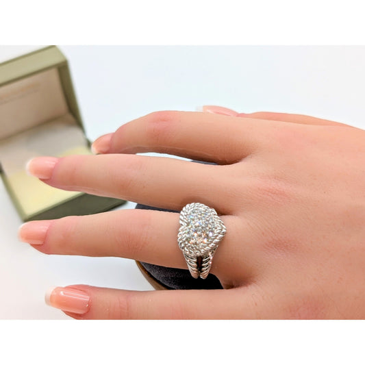 Judith Ripka: Sterling Silver, CZ Heart 9.0 g Ring-Sz. 5.75