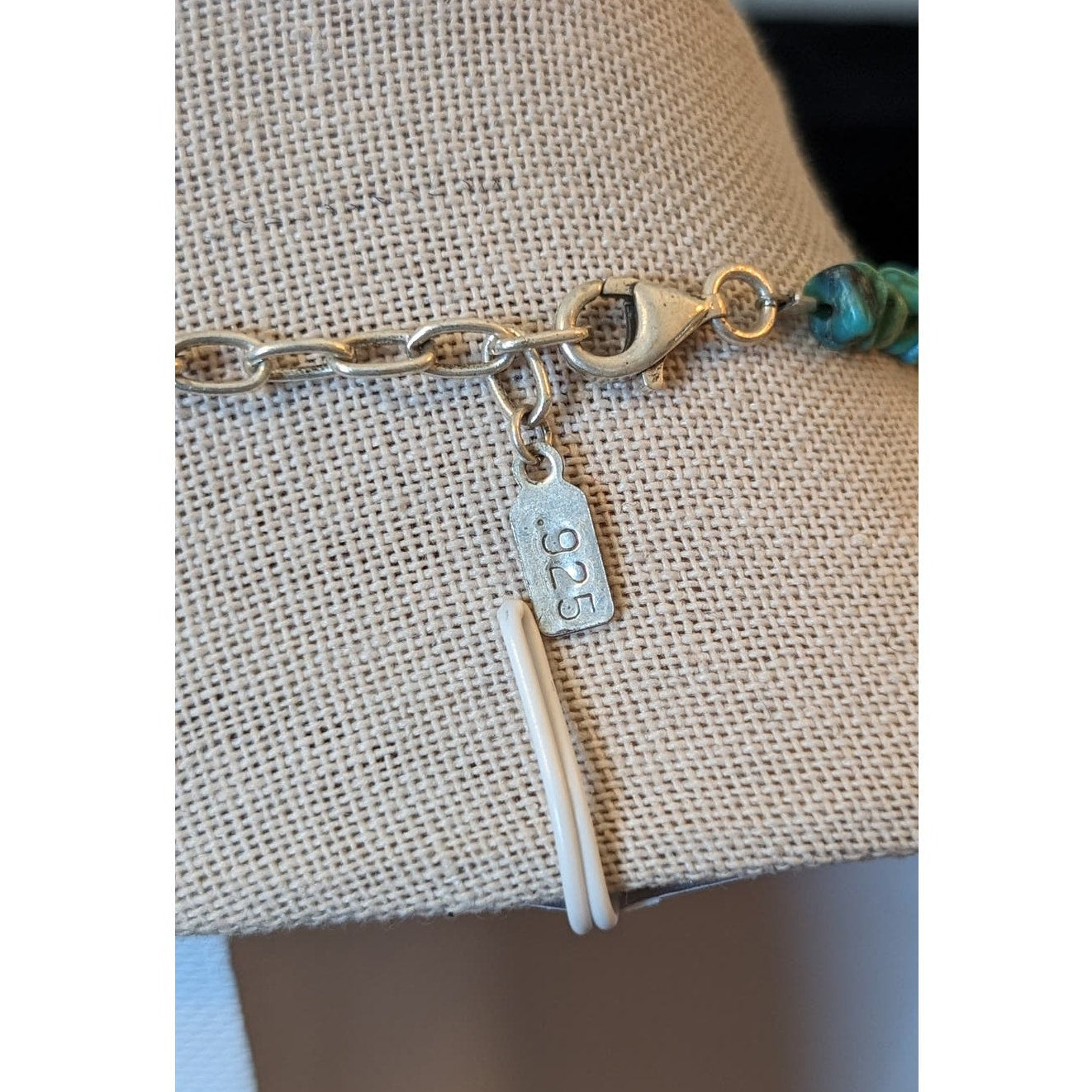 Genuine Turquoise Chip Strand Necklace with Sterling Silver Chain and Clasp