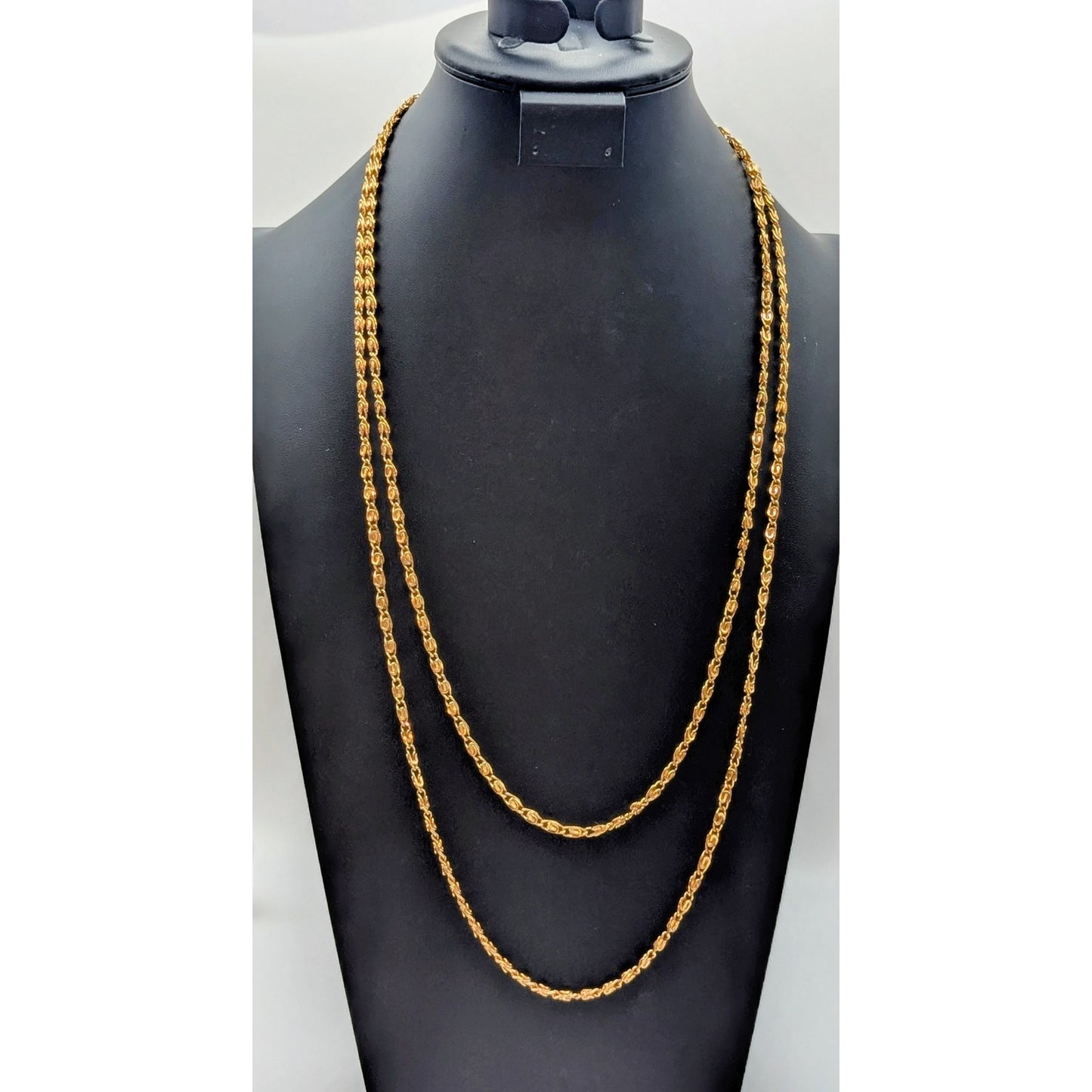 Vintage Approximately 4mm Fancy Gold Tone Chain Link 60" Necklace