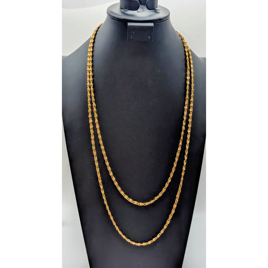 Vintage Approximately 4mm Fancy Gold Tone Chain Link 60" Necklace