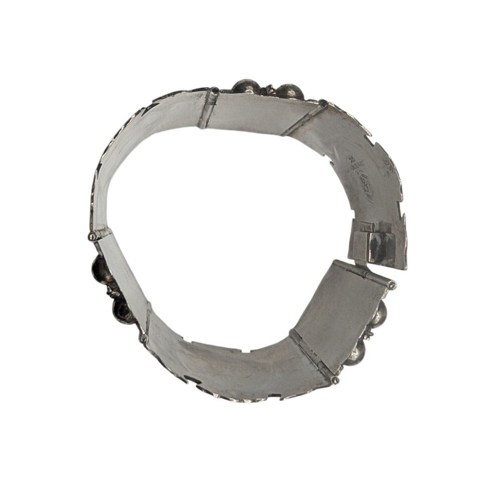Vtg 30s-40s Los Ballesteros Taxco Sterling Silver Mexican Hinged Panel Bracelet