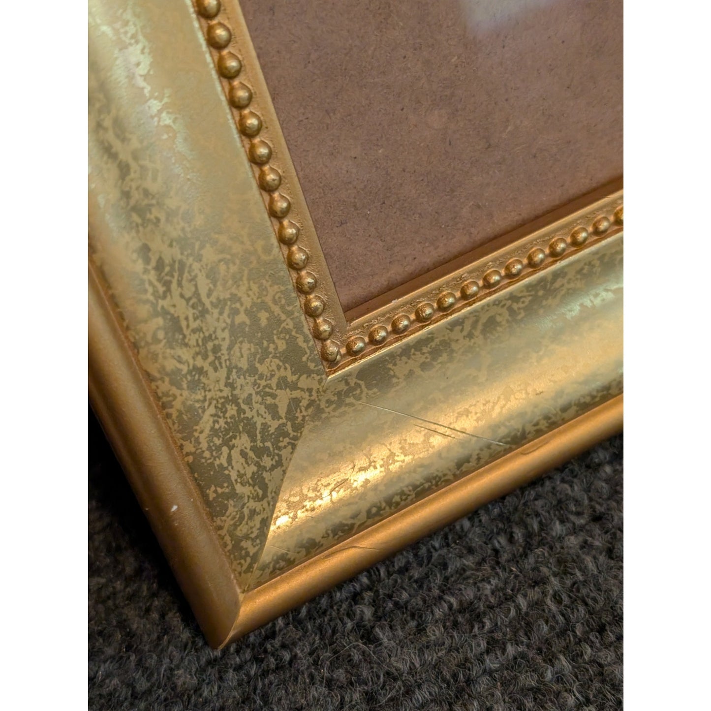 Gold Painted Wood Beaded Picture Frame