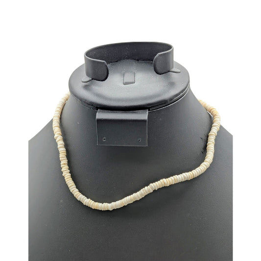 Vintage Genuine Puka Shell Barrel Clasp 16" Choker Necklace
