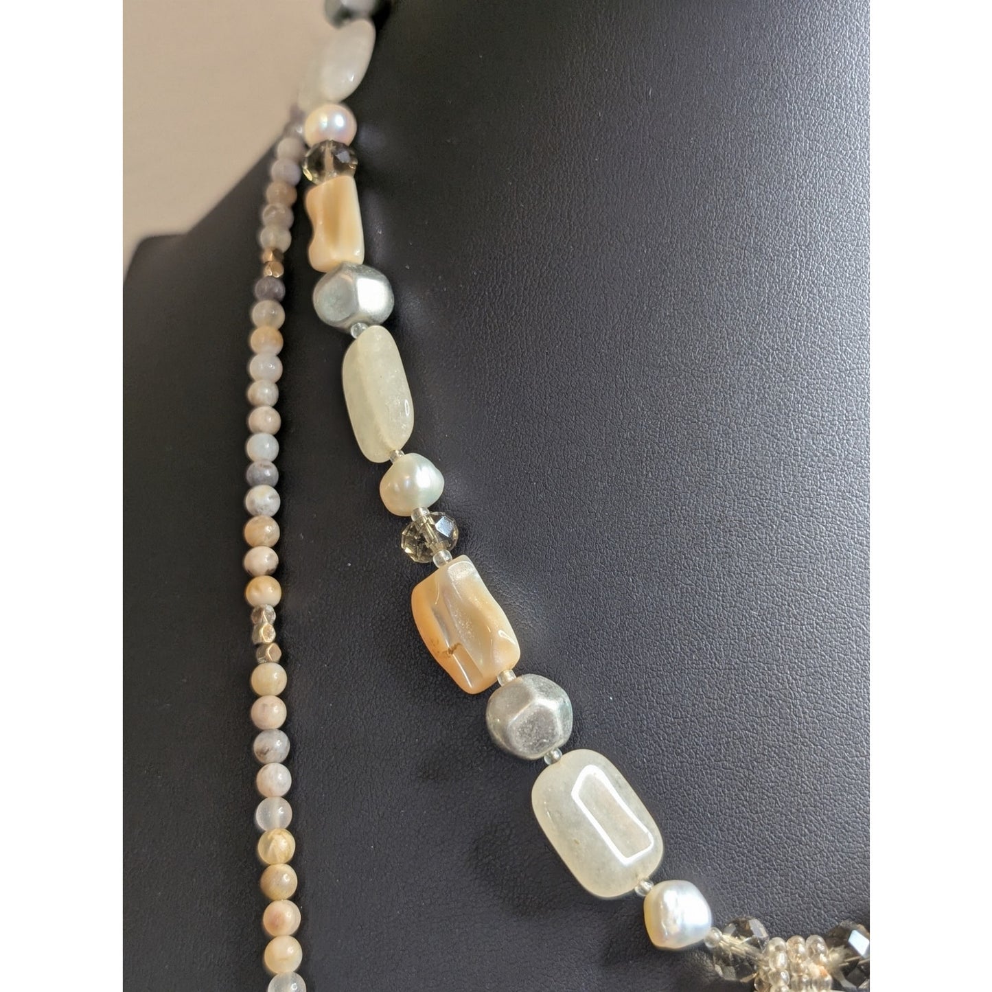 Lot of Two Stone Crystal Shell Pearl Layering Necklaces