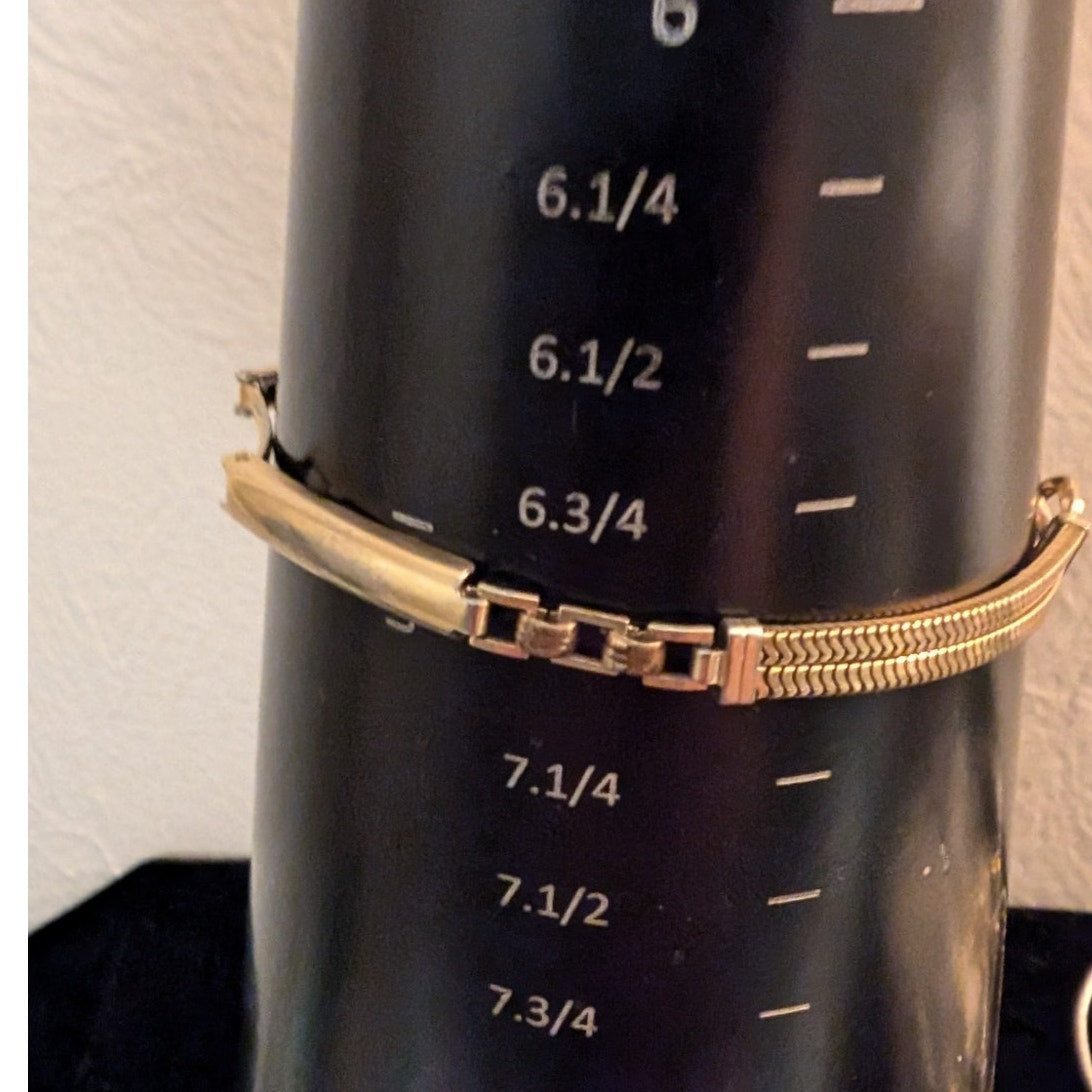 Vintage 40s Forstner 12K Gold Filled ID Double Square Snake Chain Bracelet