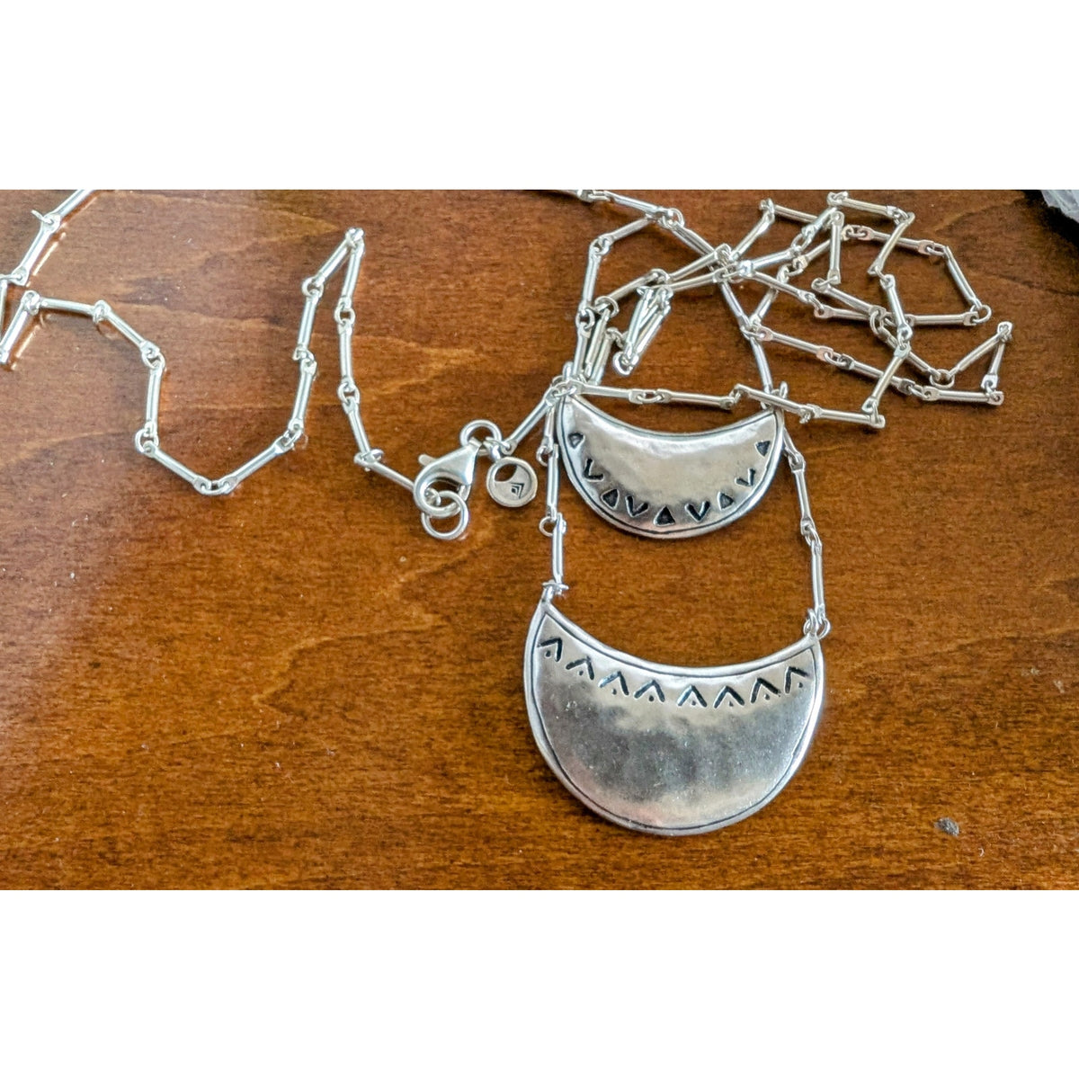 SILPADA Sterling Silver Half Moon Celestial Chic Pendant Long Bar Link Necklace