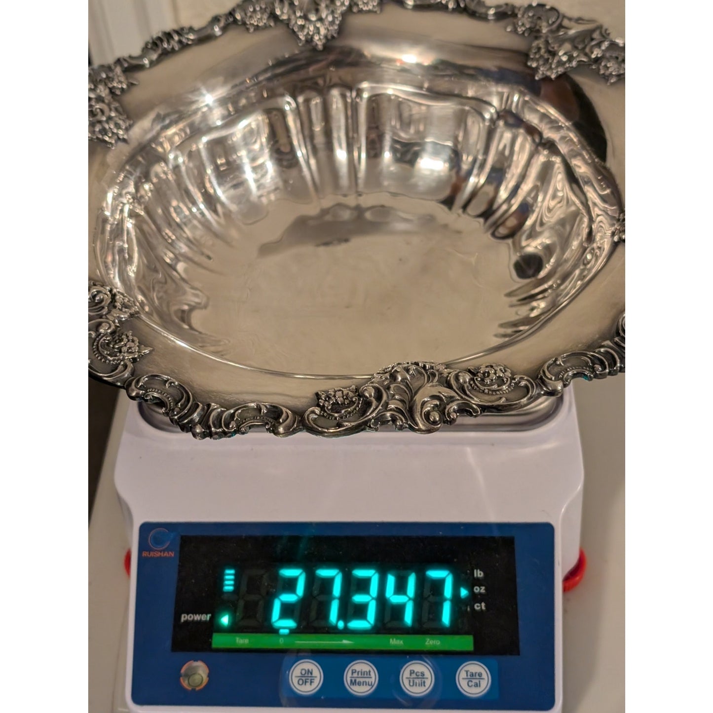 Vintage Wallace Silverplate Baroque Serving Bowl Ornate Rococo Inspired Rim