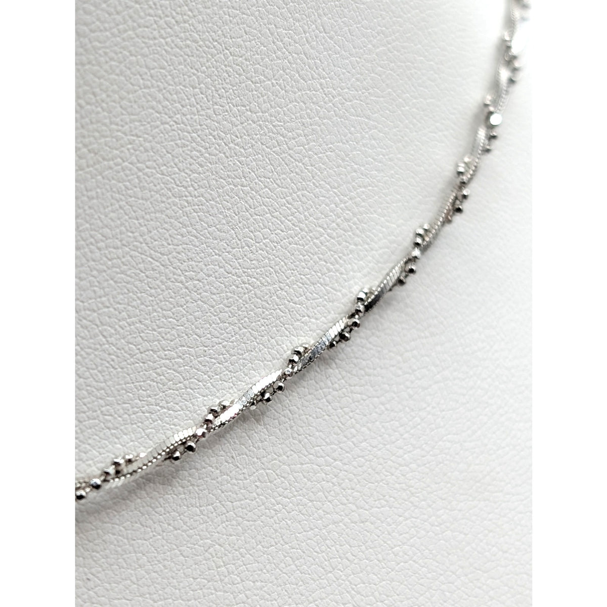 925 Italy Sterling Silver Square Snake Bead Ball Wrapped Chain 16" Necklace