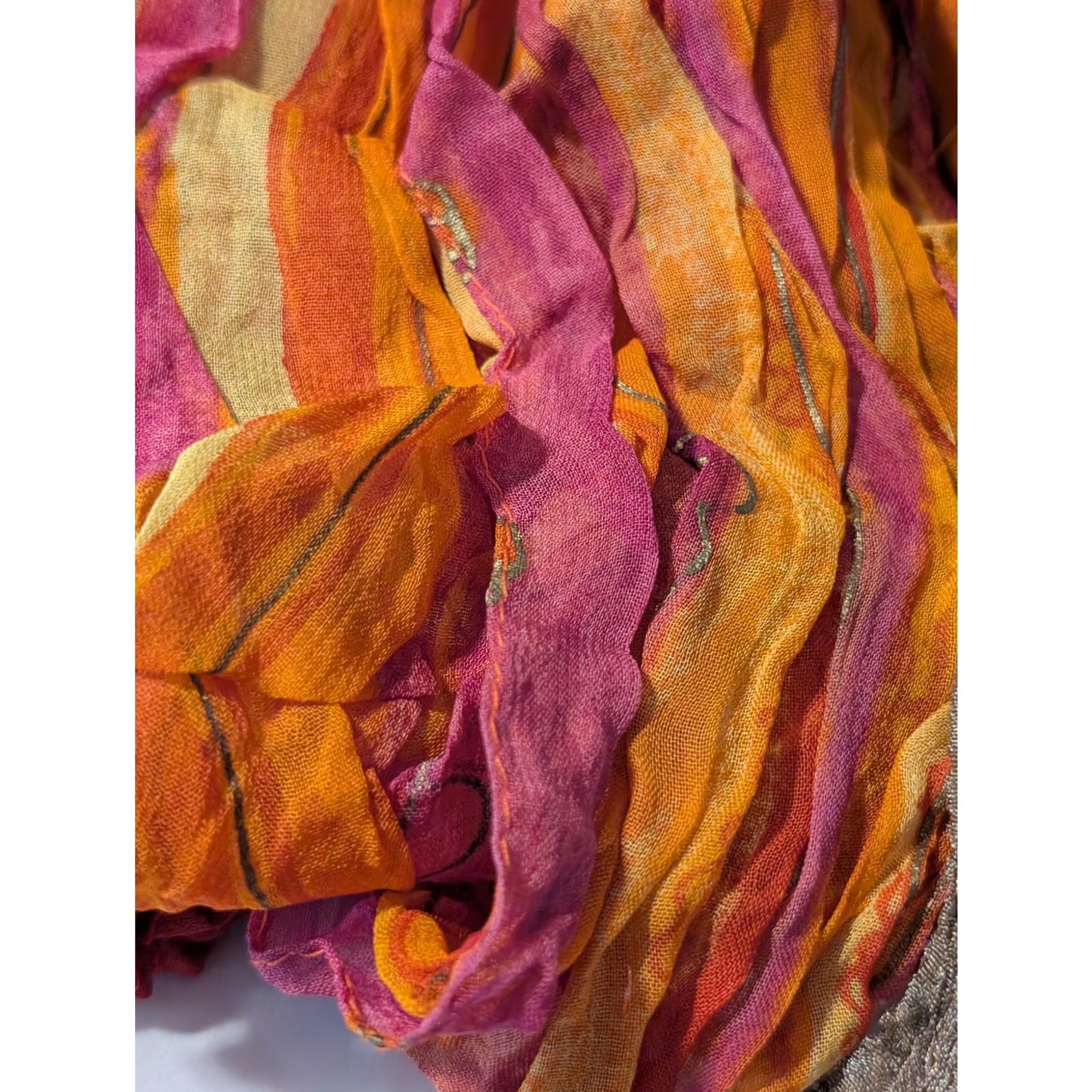 Three Crinkly Frilly Scarves One New With Tags