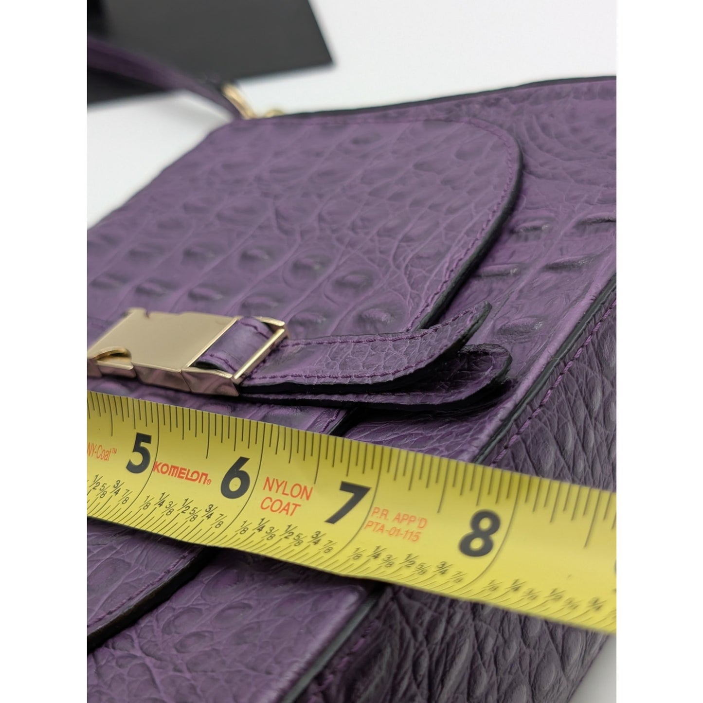 Firenze Italy Purple Leather Croc Embossed Long Strap/Short Strap Shoulder Bag