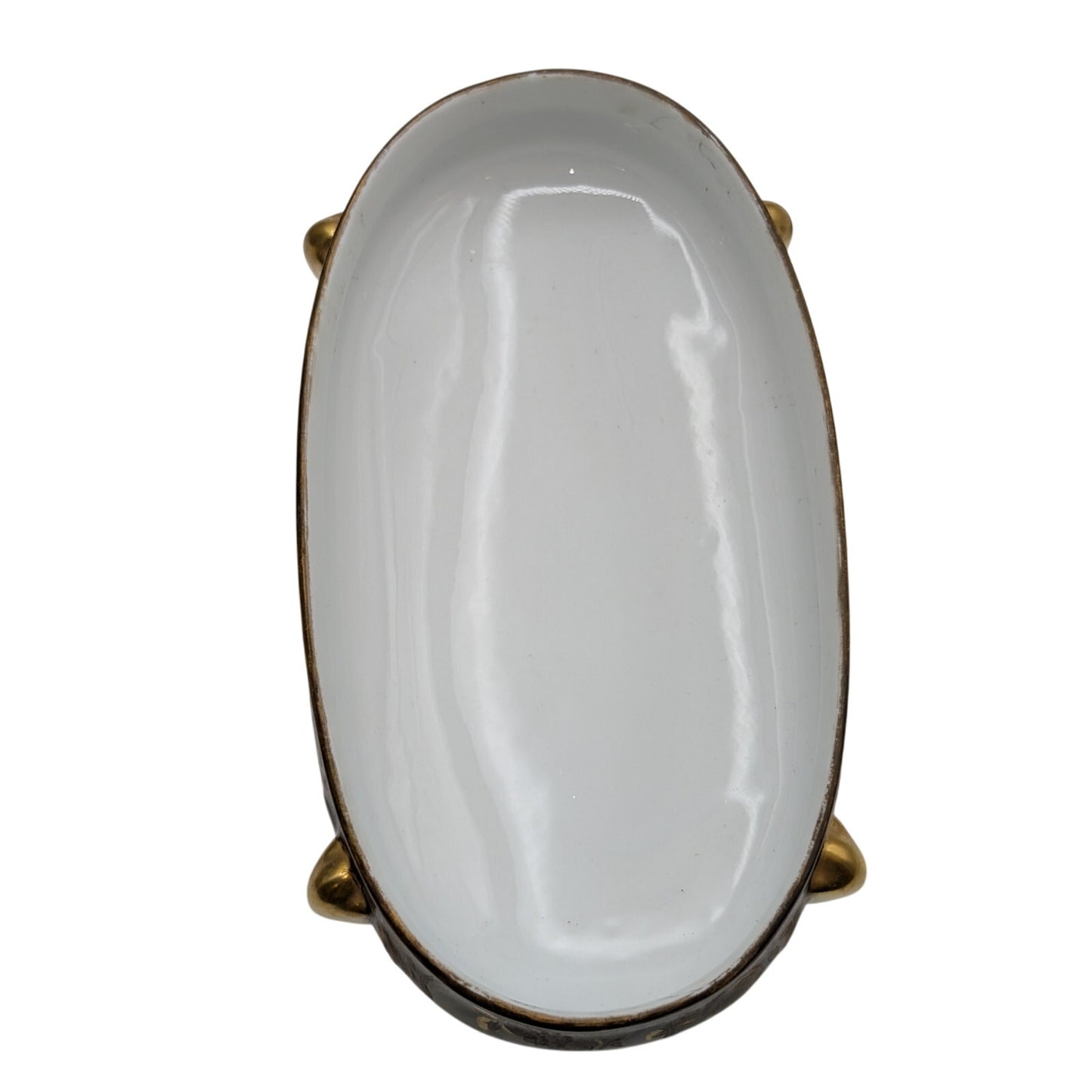 Vtg/Antique Signed Louise Gold Footed China Oval Hand Painted Trinket Box
