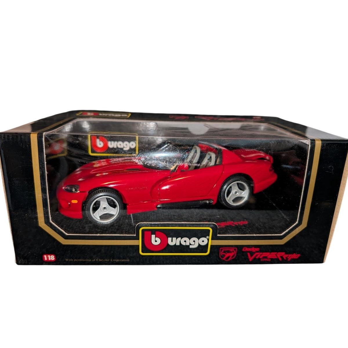 1992 DODGE VIPER RT/10 Bburago Toy Die Cast Metal Factory Built Car Scale 1/18