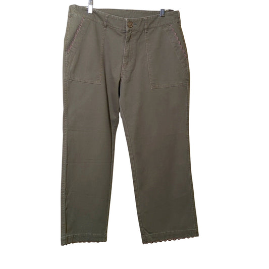 Sundance Scalloped Loden Green High Rise Cropped Jeans Women's Size 12P NWOT