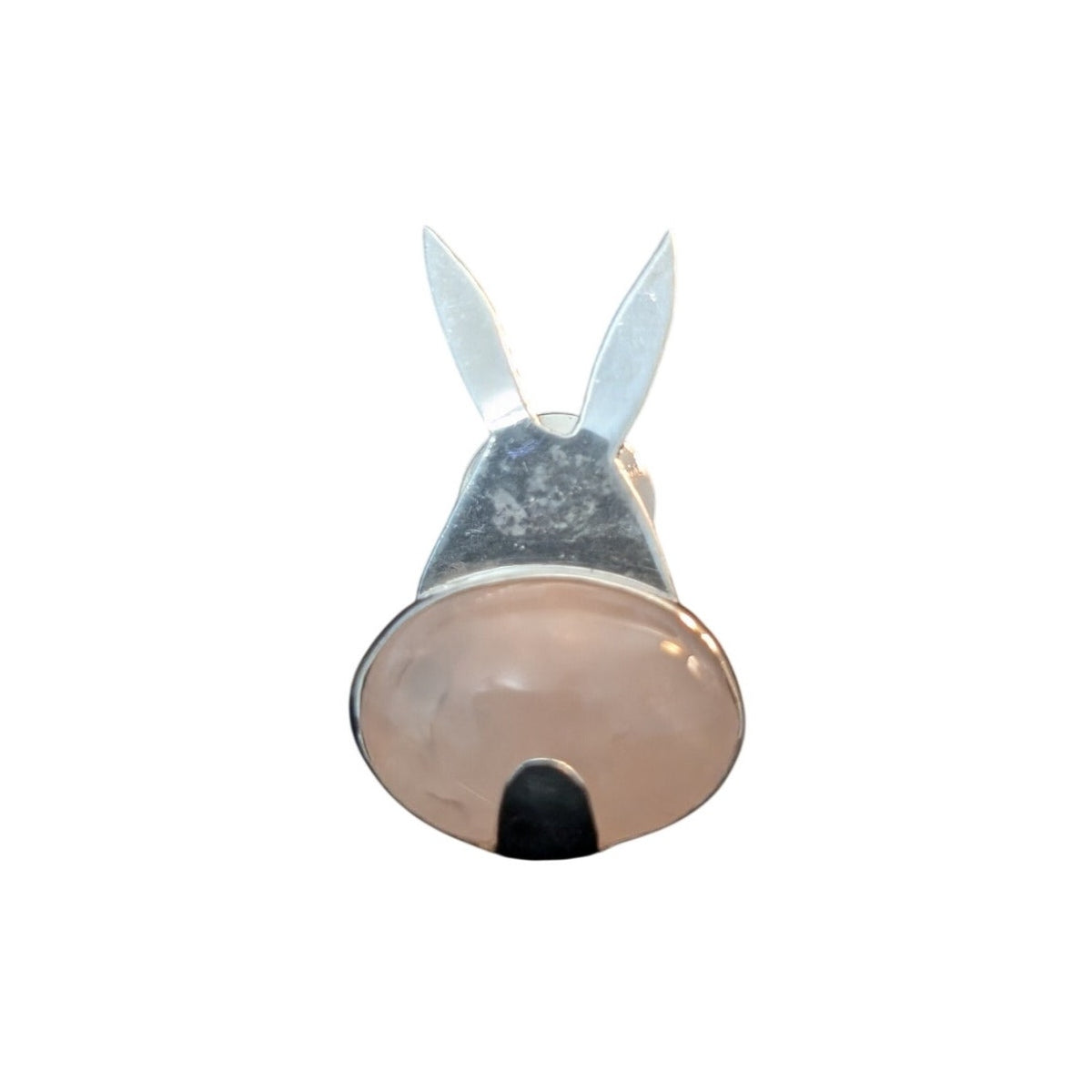 Vintage Sterling Silver Bunny Bottom Rose Quartz Tie Tack/Lapel Pin