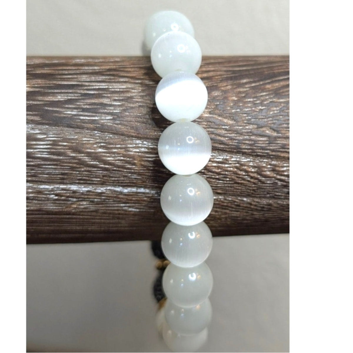 White Moon Glow Fireball Stretch Bead Bracelet
