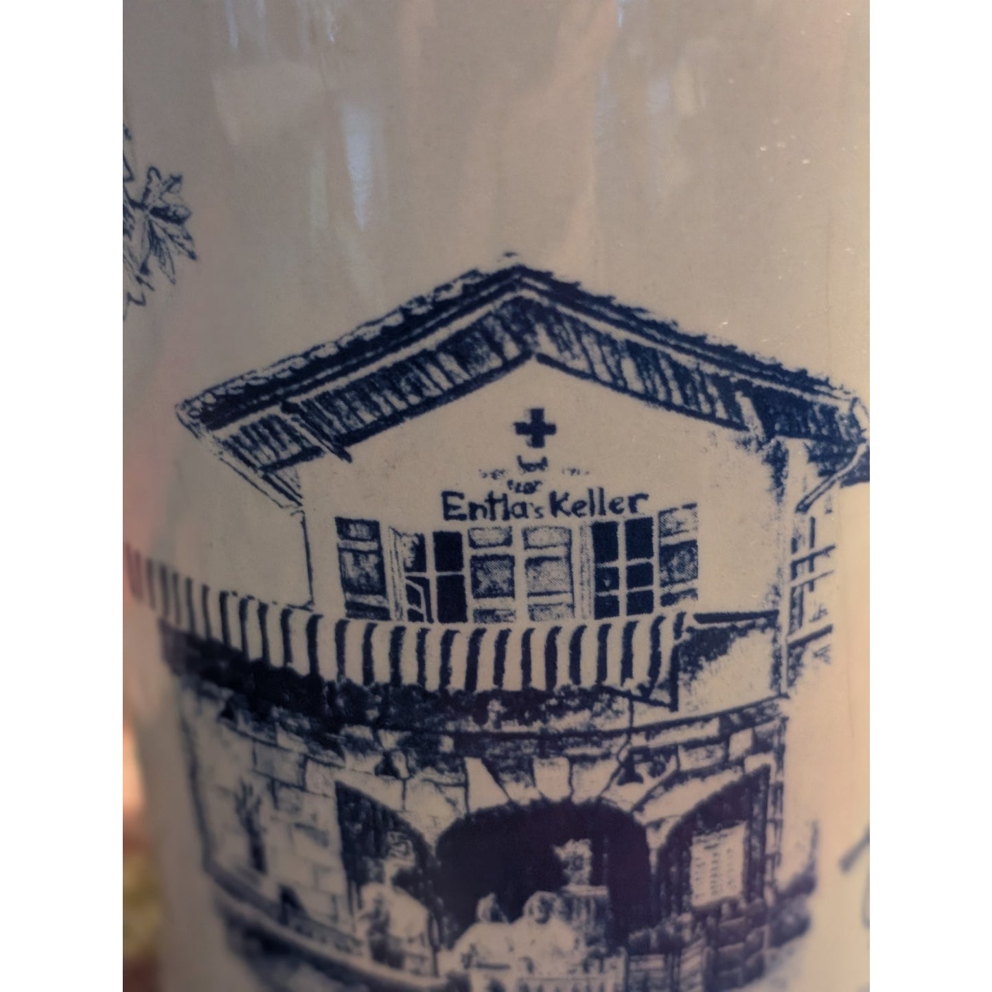 Vintage Pottery German Beer Stein Entla's Keller Bierfest Signed David Groom '97