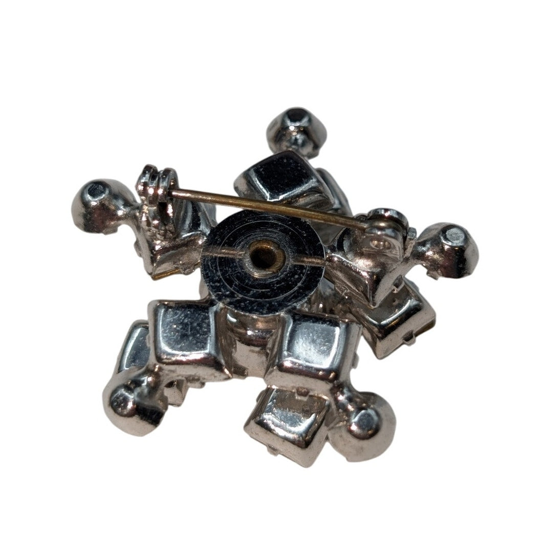 Vintage Flower Pinwheel Rhinestone Brooch
