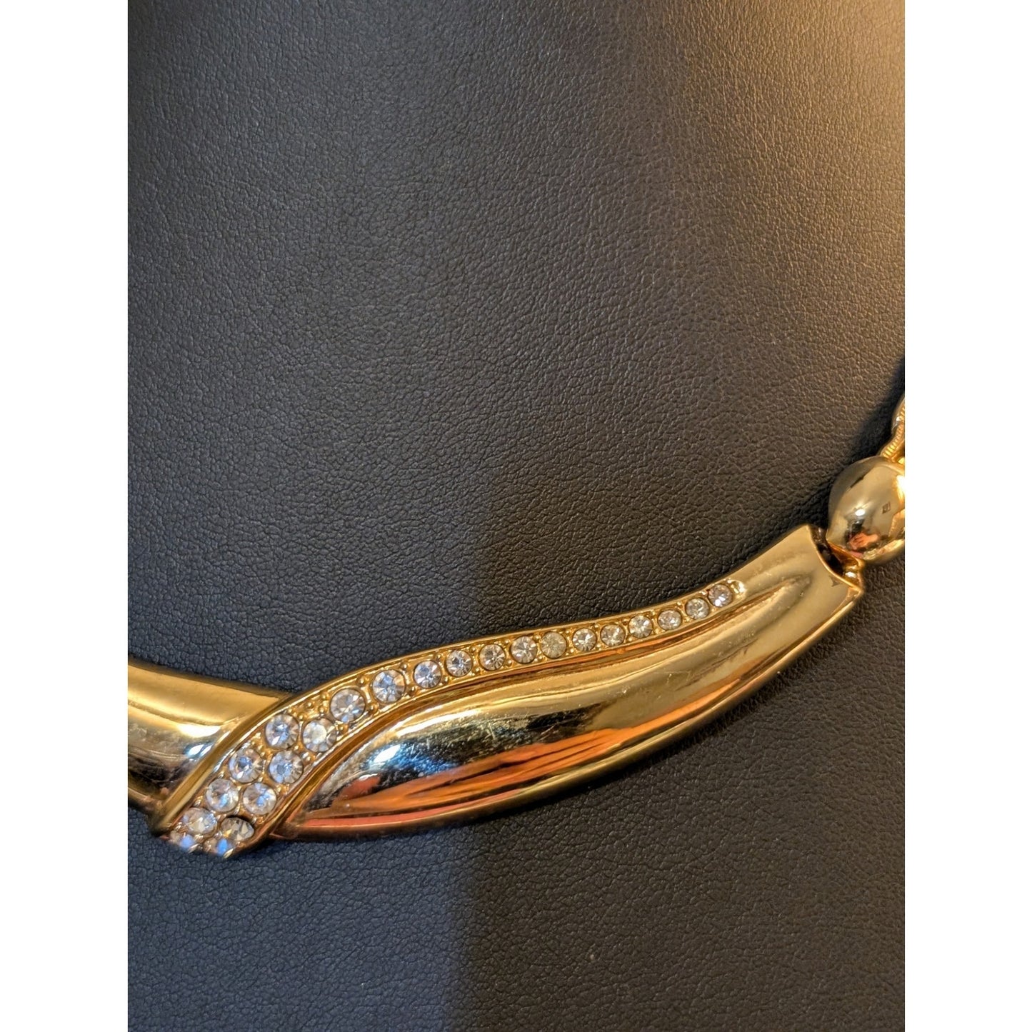 Vintage Lady Remington Gold Tone Braided Chain Rhinestone 18.5" Necklace