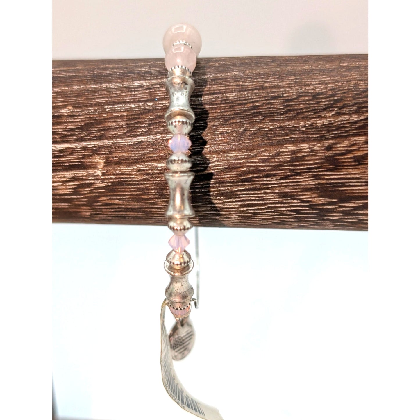 Alex and Ani Rose Quartz Beaded Adjustable Wire Bangle Bracelet NWT