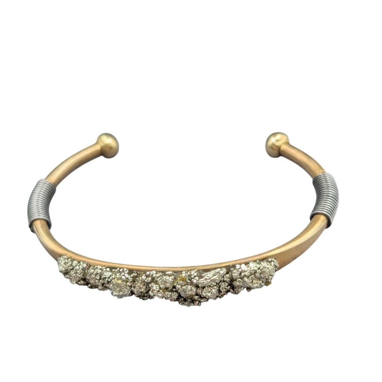 Marley Moretti Brass Two Tone Pyrite Cuff Bracelet
