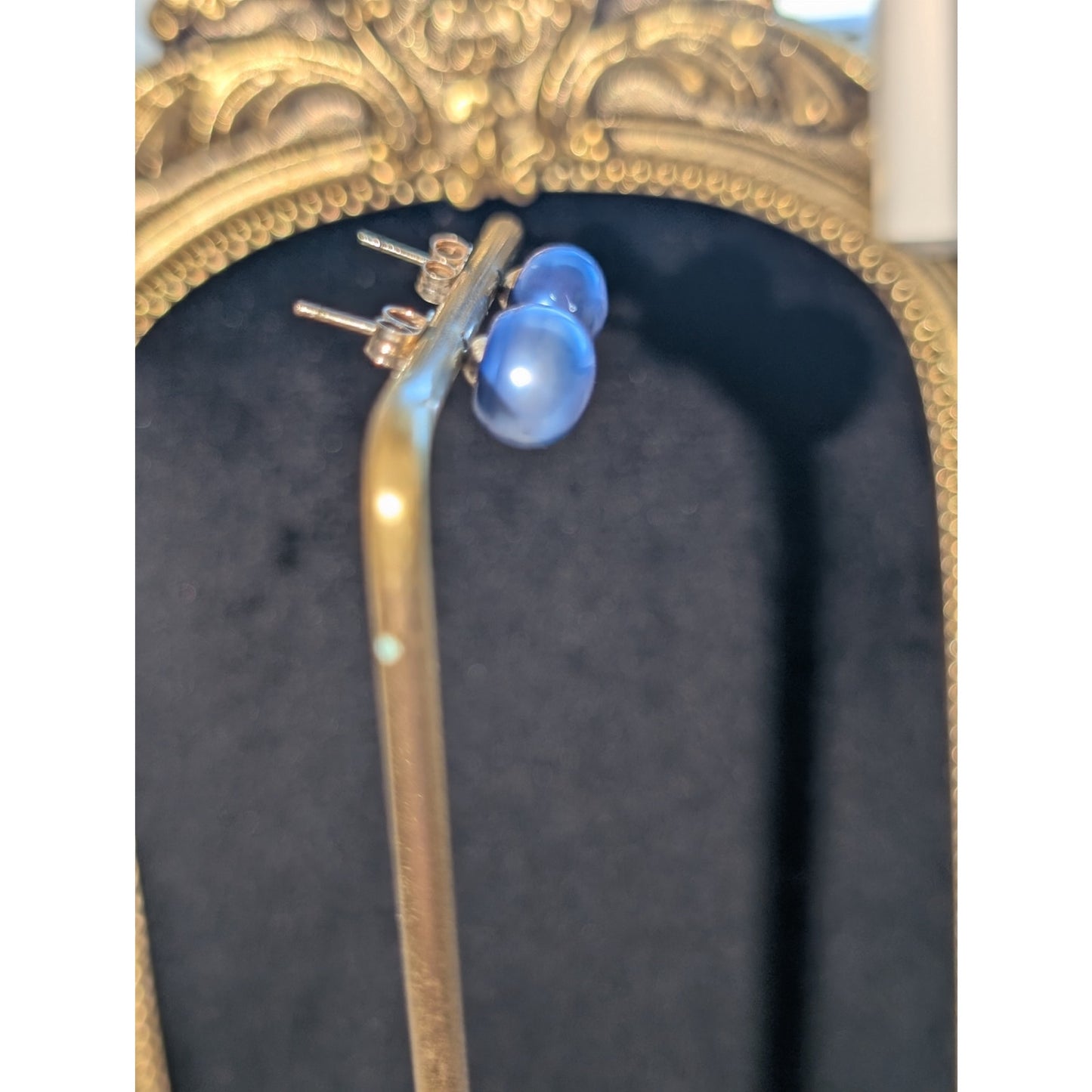 925 Sterling Silver Dyed Blue Genuine Pearl Stud Earrings