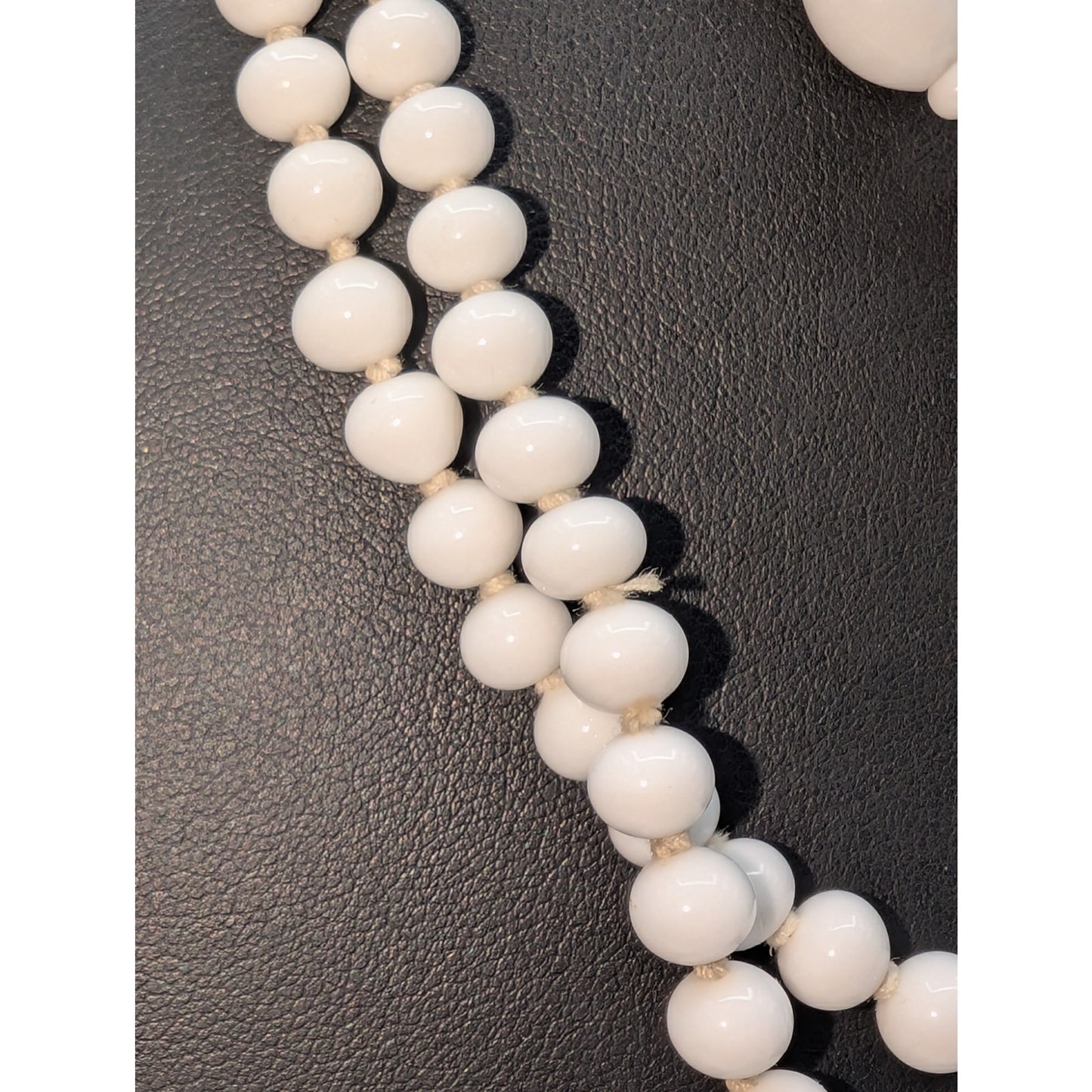 Lot of Three Vintage White Glass Beaded Necklaces
