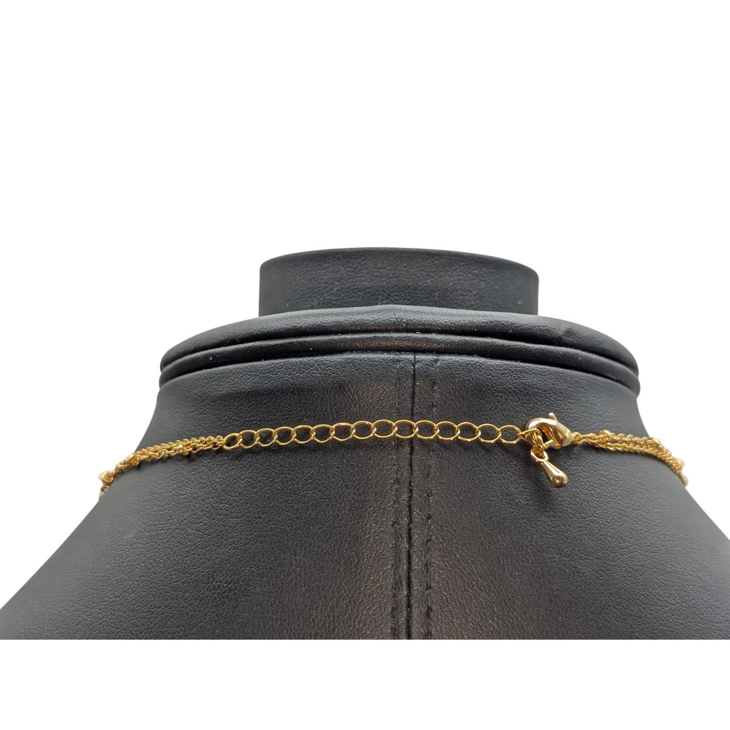Gold Tone Double Strand Chain Pendant 16"-18" Necklace