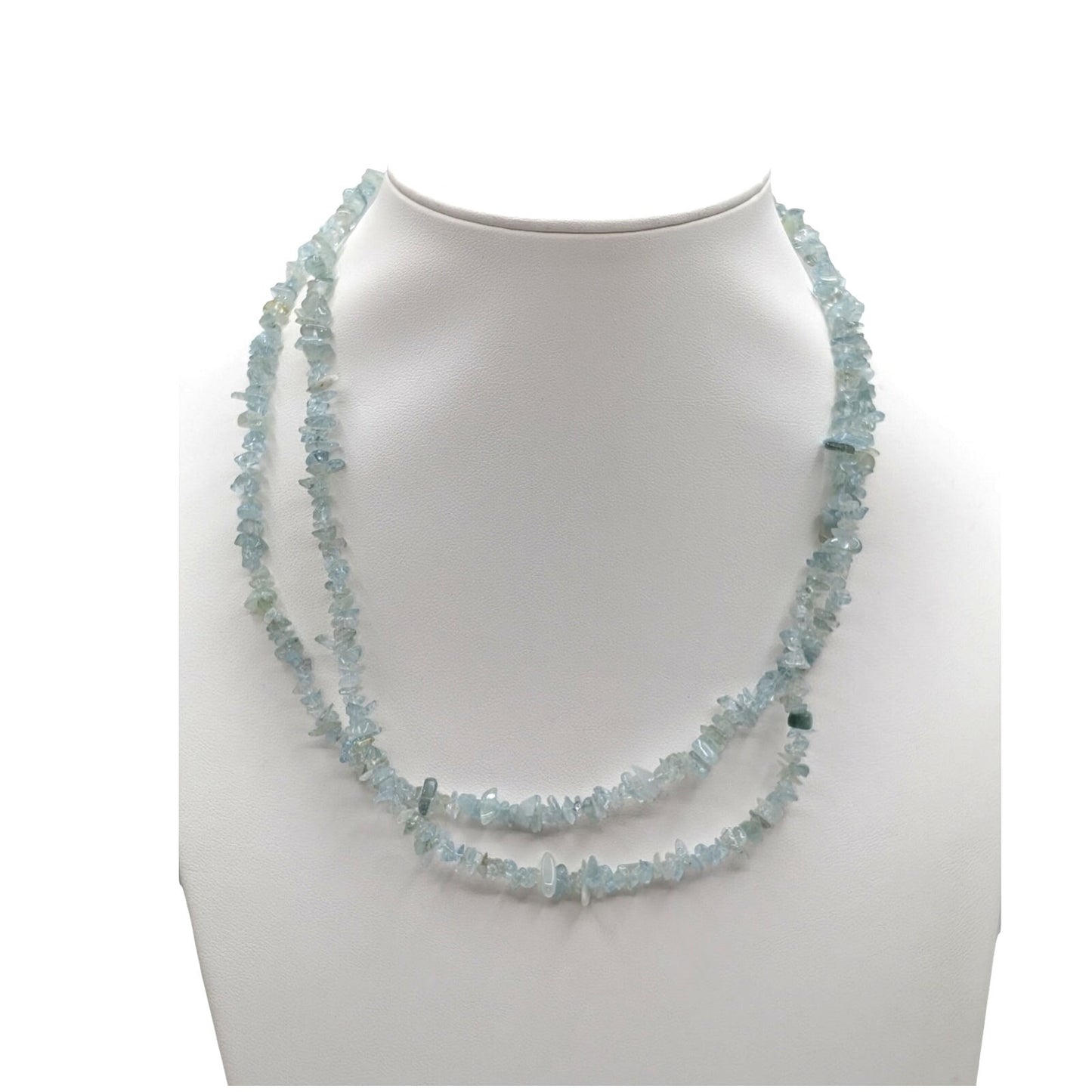 Strand of Aquamarine Stone Chip Bead 34" Necklace