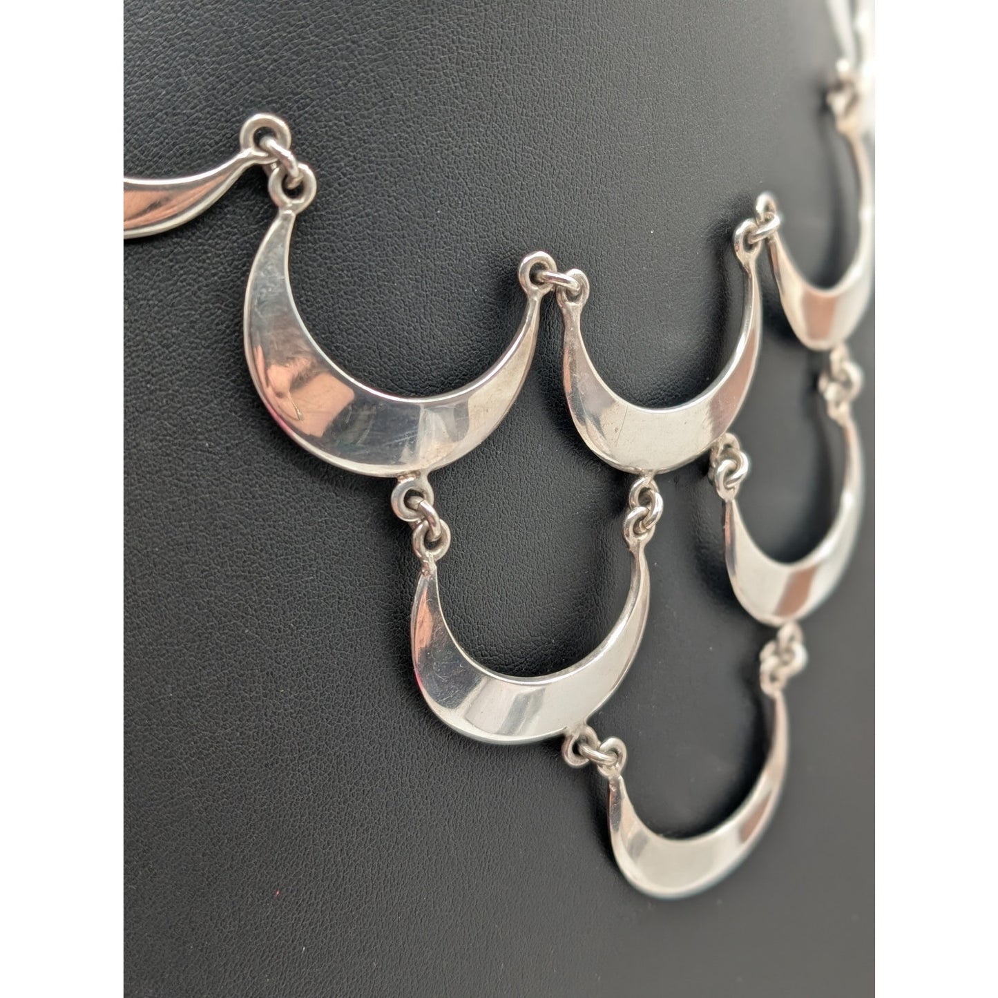 TAXCO Mexico TL-52 Sterling Chandelier Curved Link Bib Necklace LLM 62.97g