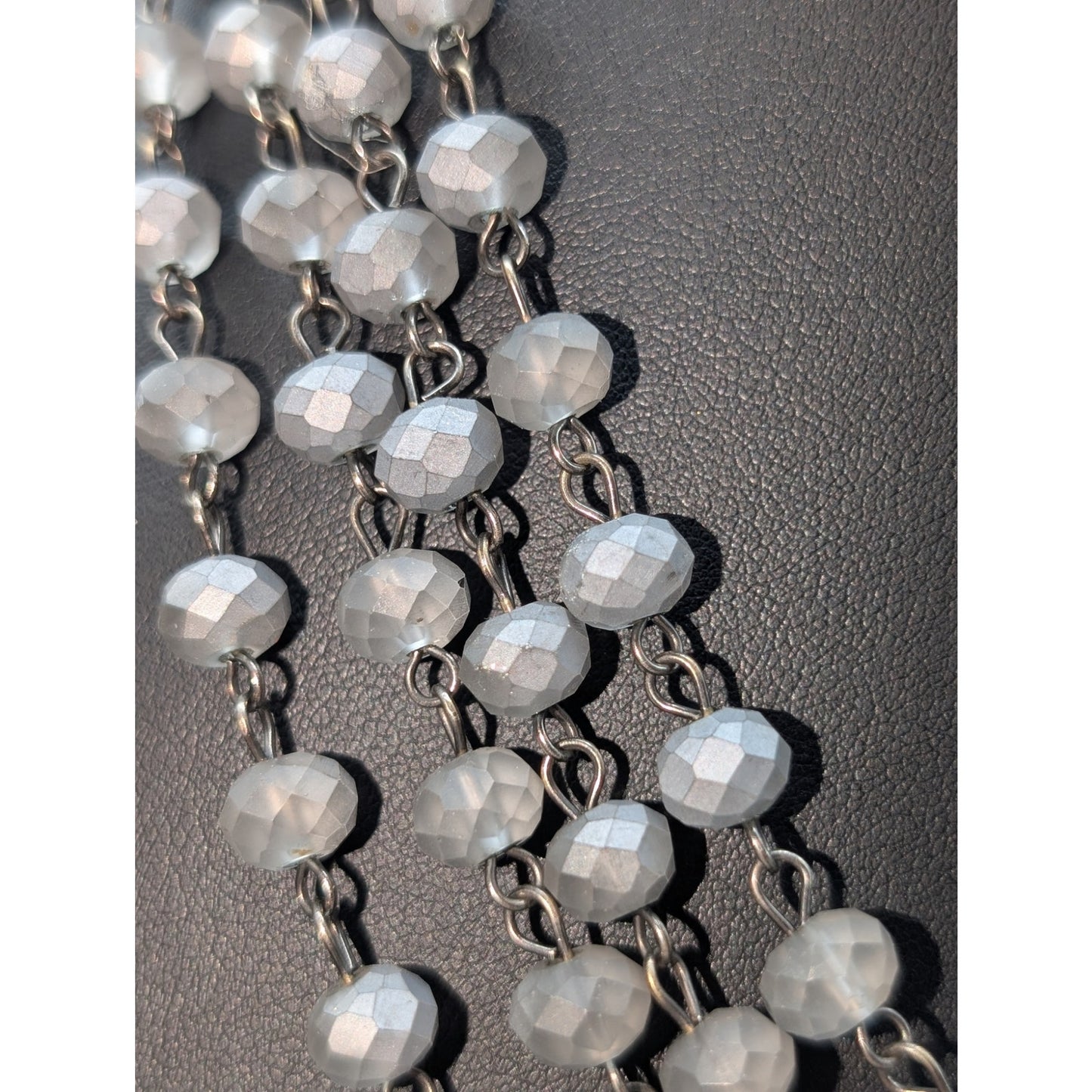 Lula N Lee Four Strand Smokey Gray Faceted Glass Bead Two Tone Pendant Necklace