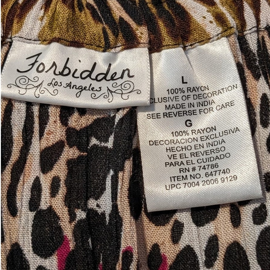 Forbidden Los Angeles Gauzy Animal Print Tribal Tiered Skirt Womens Sz L