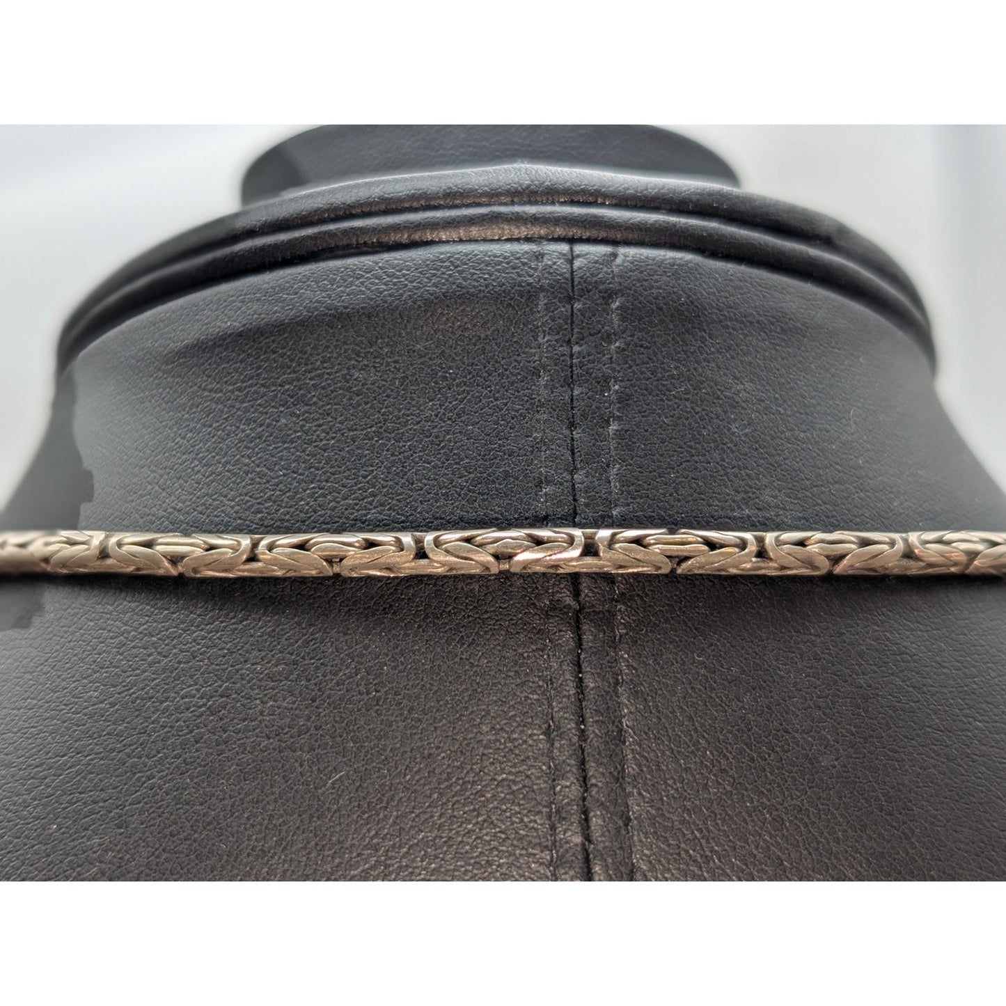 Vtg 925 Sterling Silver Balinese Byzantine Toggle Clasp 17.5" Necklace 24.22g