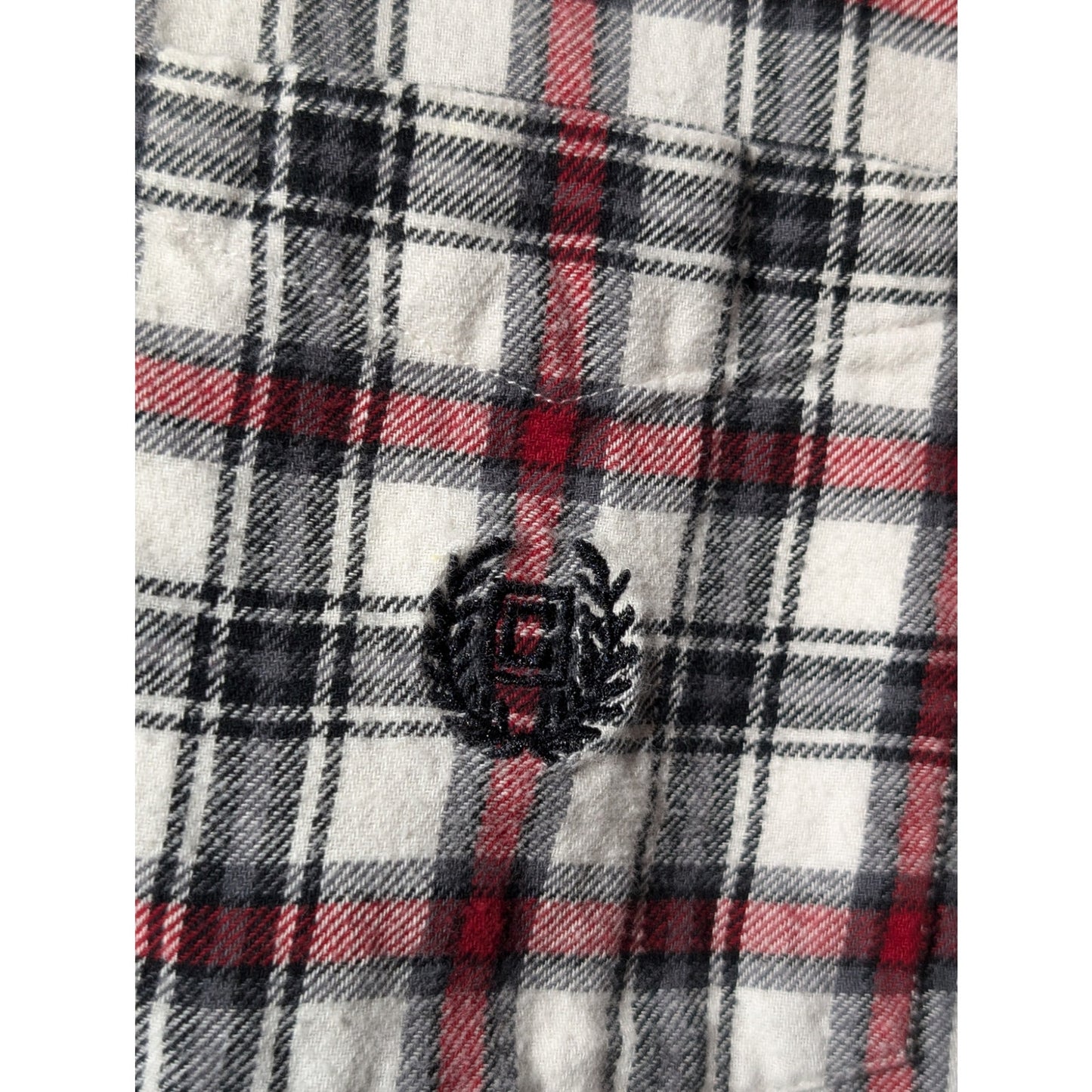 Chaps Brushed Flannel Cotton White Navy Red Plaid Button Up Shirt Mens Sz XL