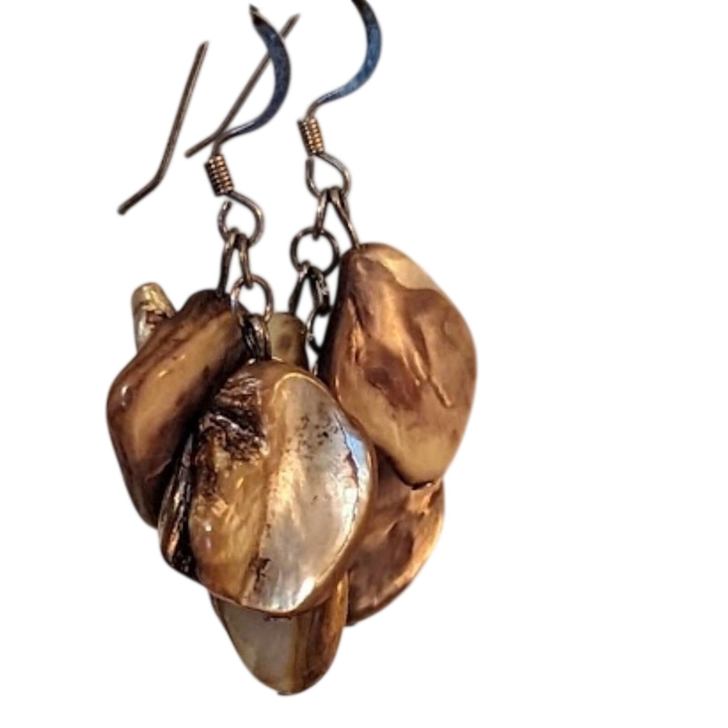 Brown Shell Waterfall Dangle Earrings