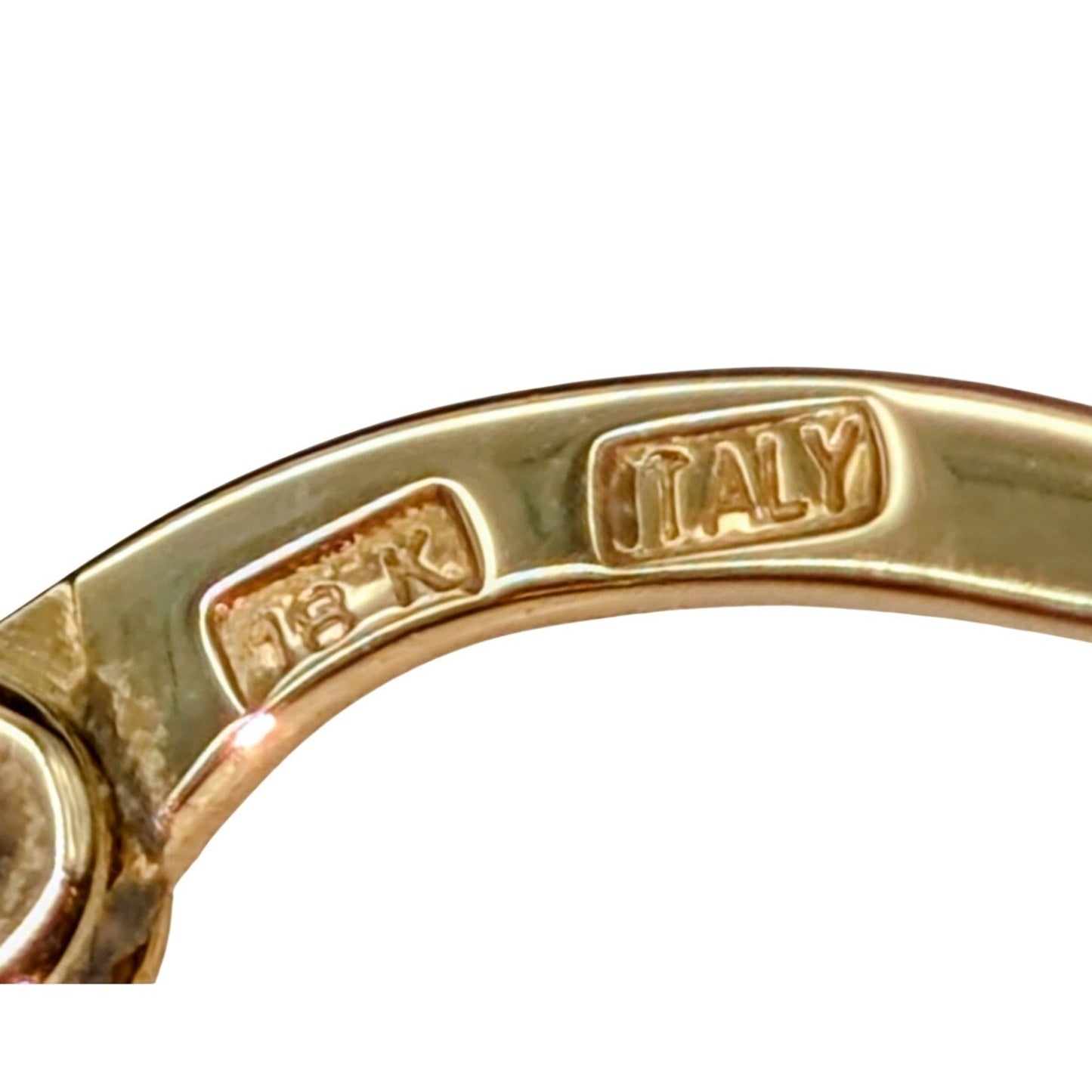 18K Italian Yellow Gold (White Gold Bands) Textured Polished Hoop Earrings
