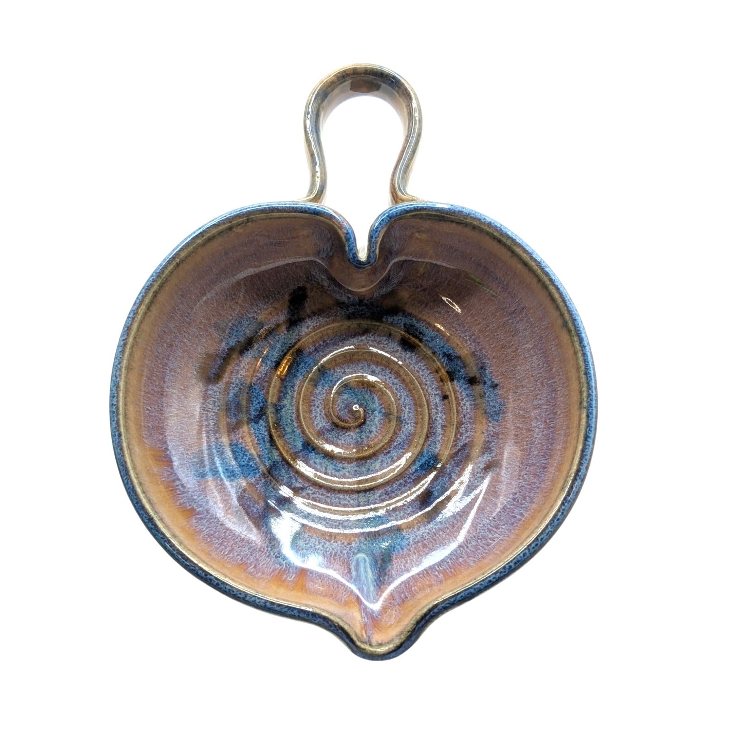 Signed & Stamped Janet Rodriguez Artisan Lavender Blue Heart Leaf Shaped Dish