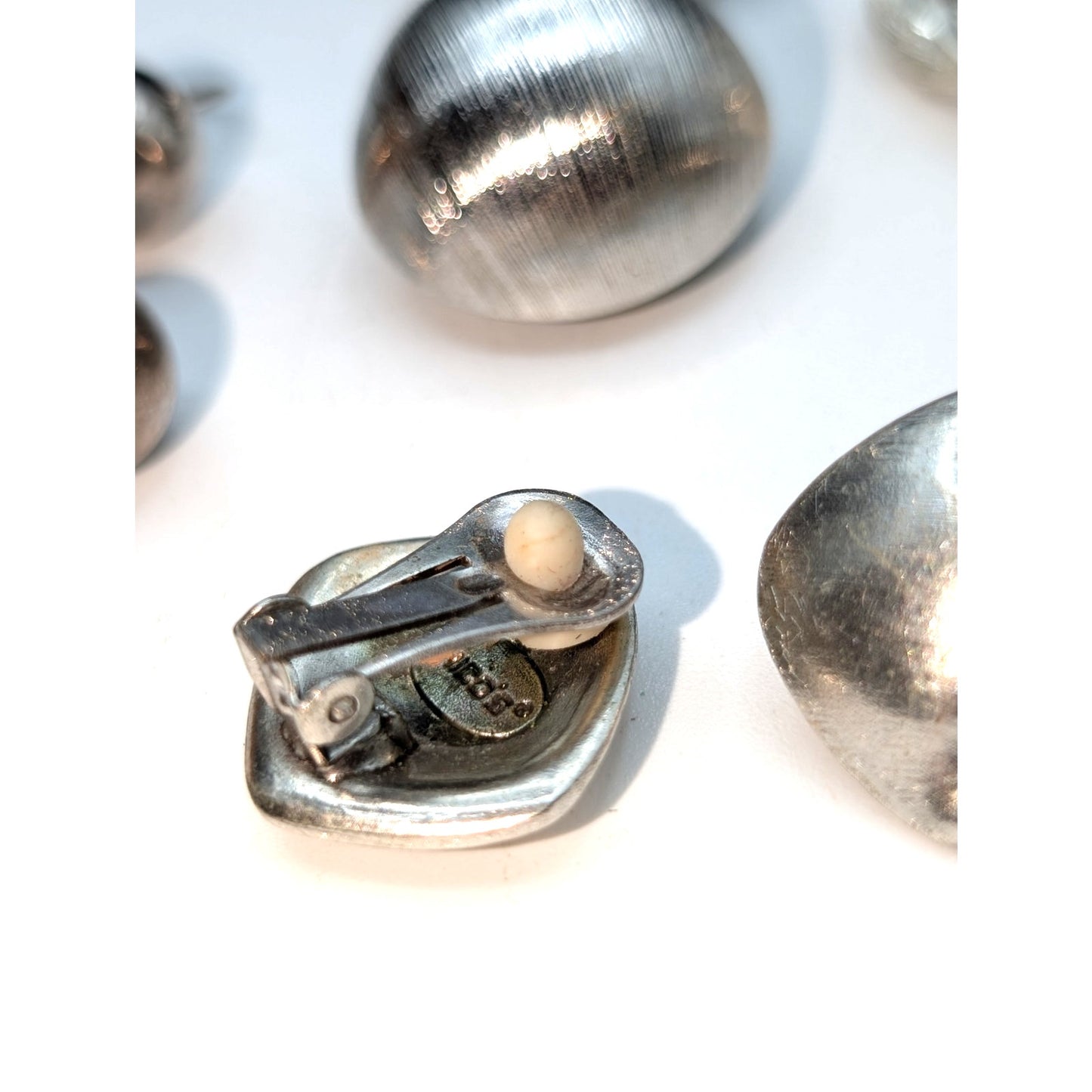 Lot of Six Pair Vintage Silver Tone Some Signed Clip On Earrings