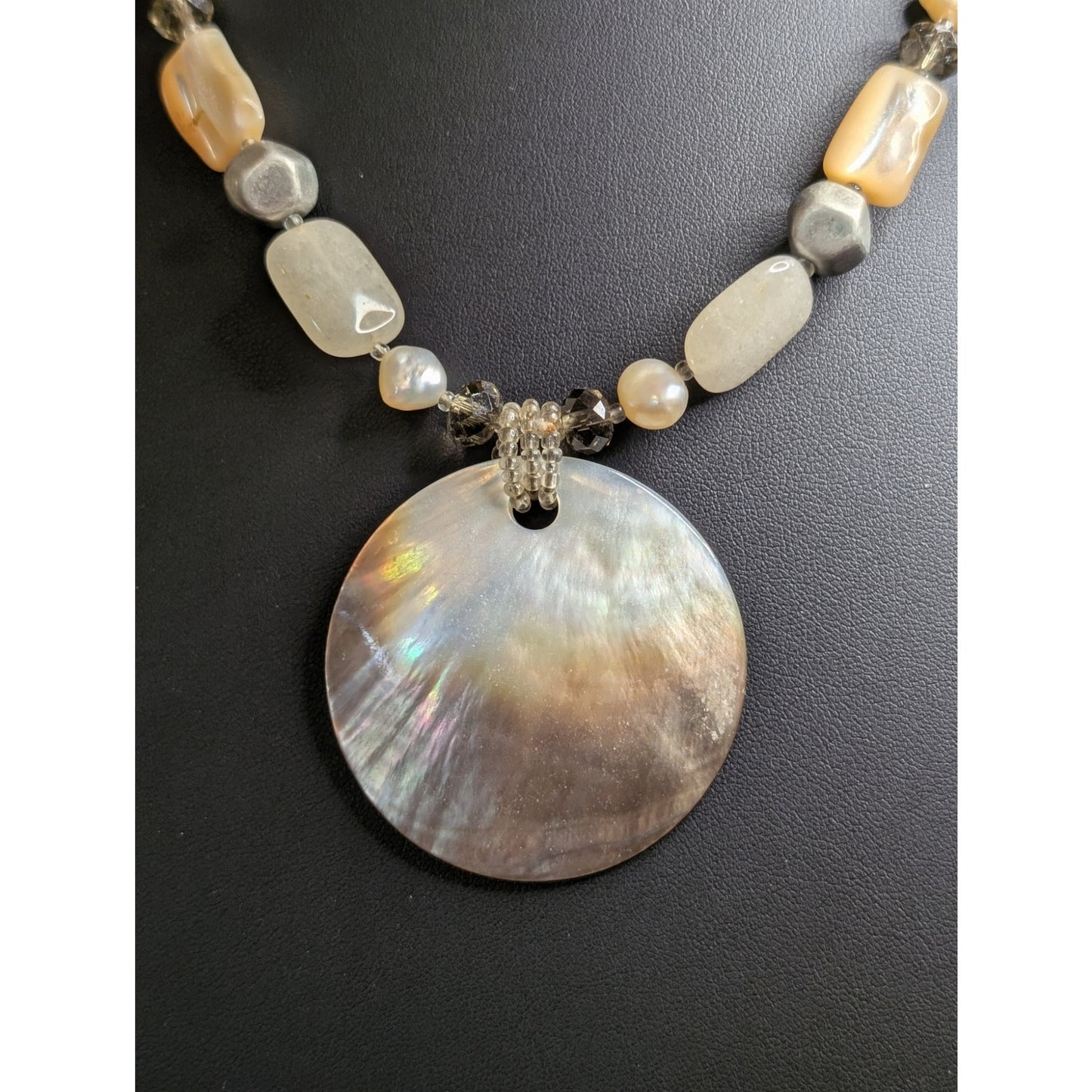 Lot of Two Stone Crystal Shell Pearl Layering Necklaces