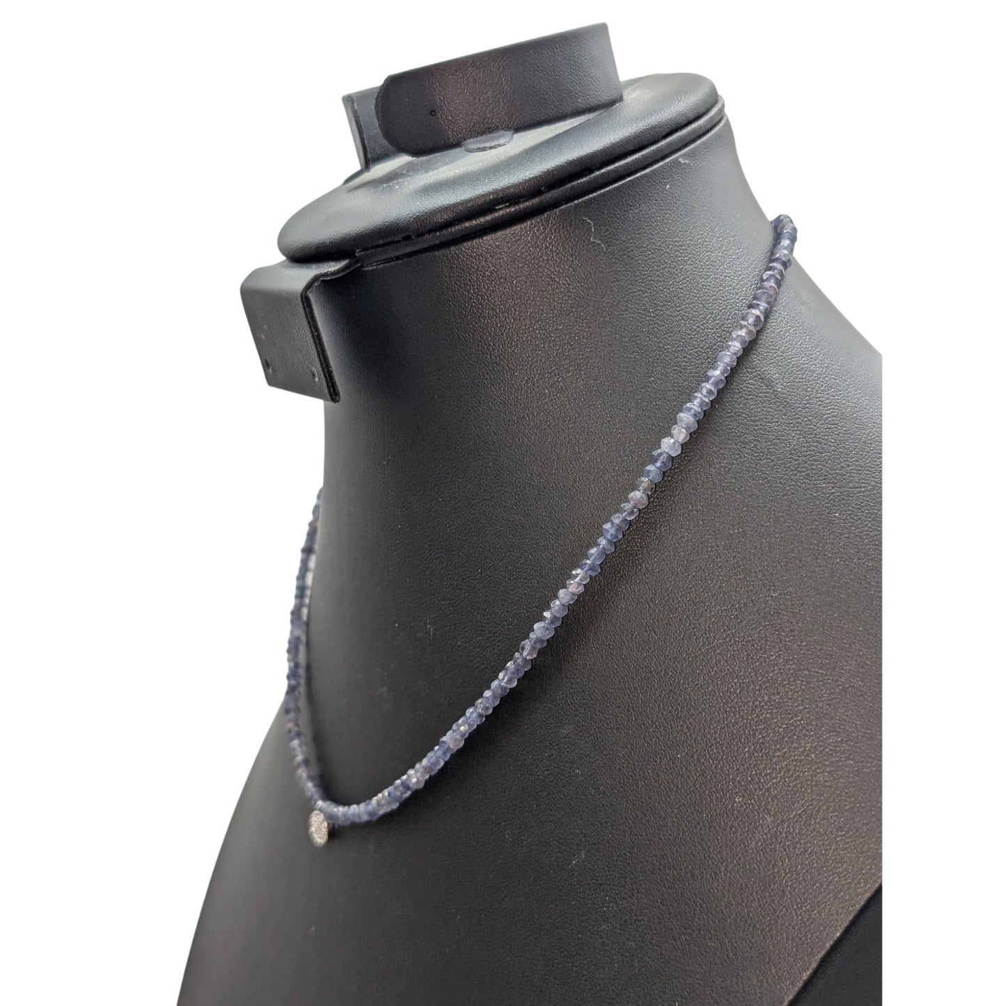 925 Sterling Silver 3mm Tanzanite Crystal Bead Medallion Pendant Necklace