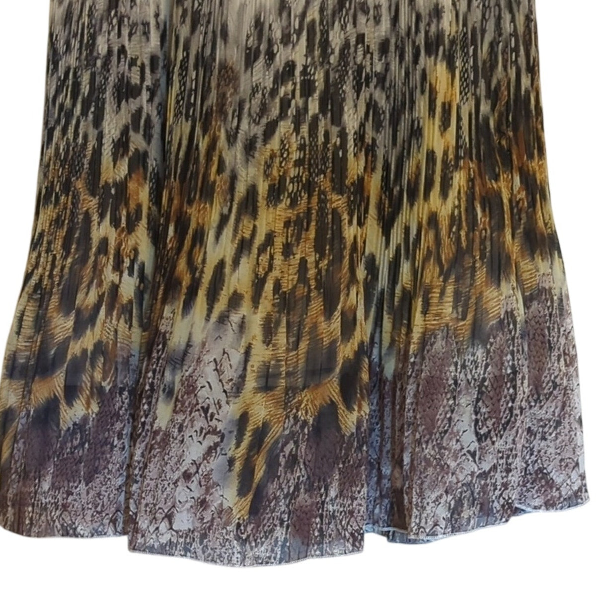 Studio West Apparel Women's Size L Animal Print Pleated Elastic Waist Skirt