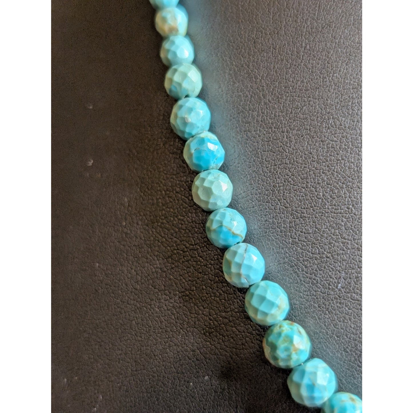 Vintage DTR Sterling Silver Faceted Cut Graduated Turquoise Bead Necklace