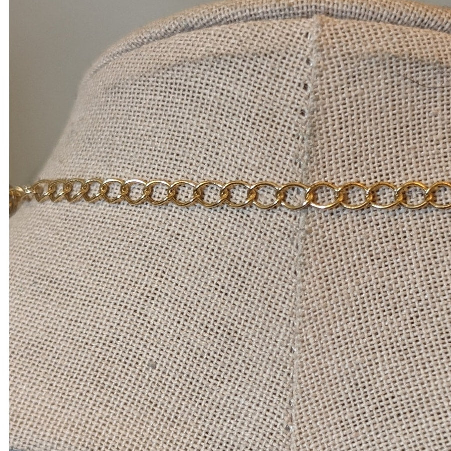 Aqua Oval Chunky Chain Links on a Gold Tone Chain Statement Necklace